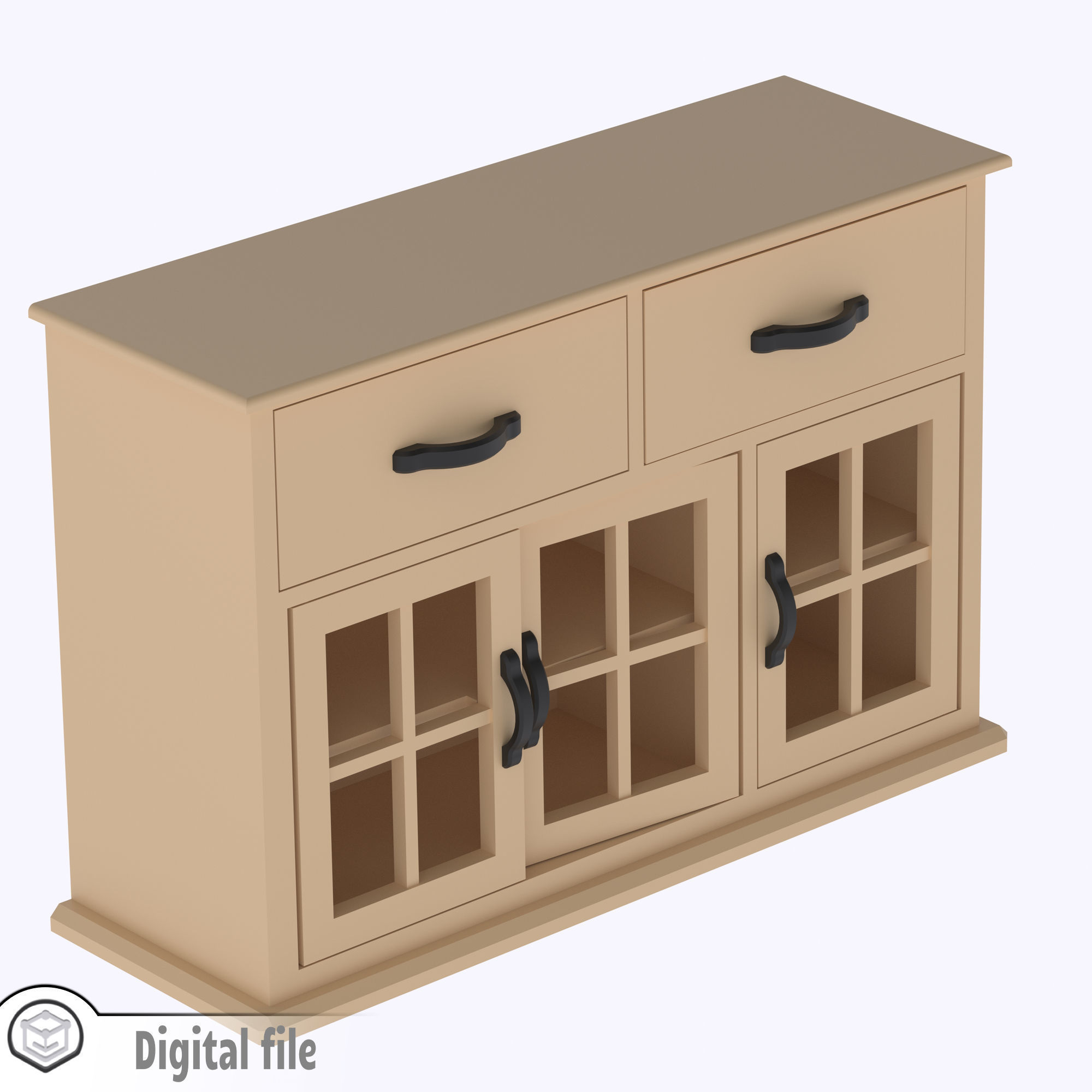Kitchen cabinet with functional doors shelves and drawers  3D print model_7