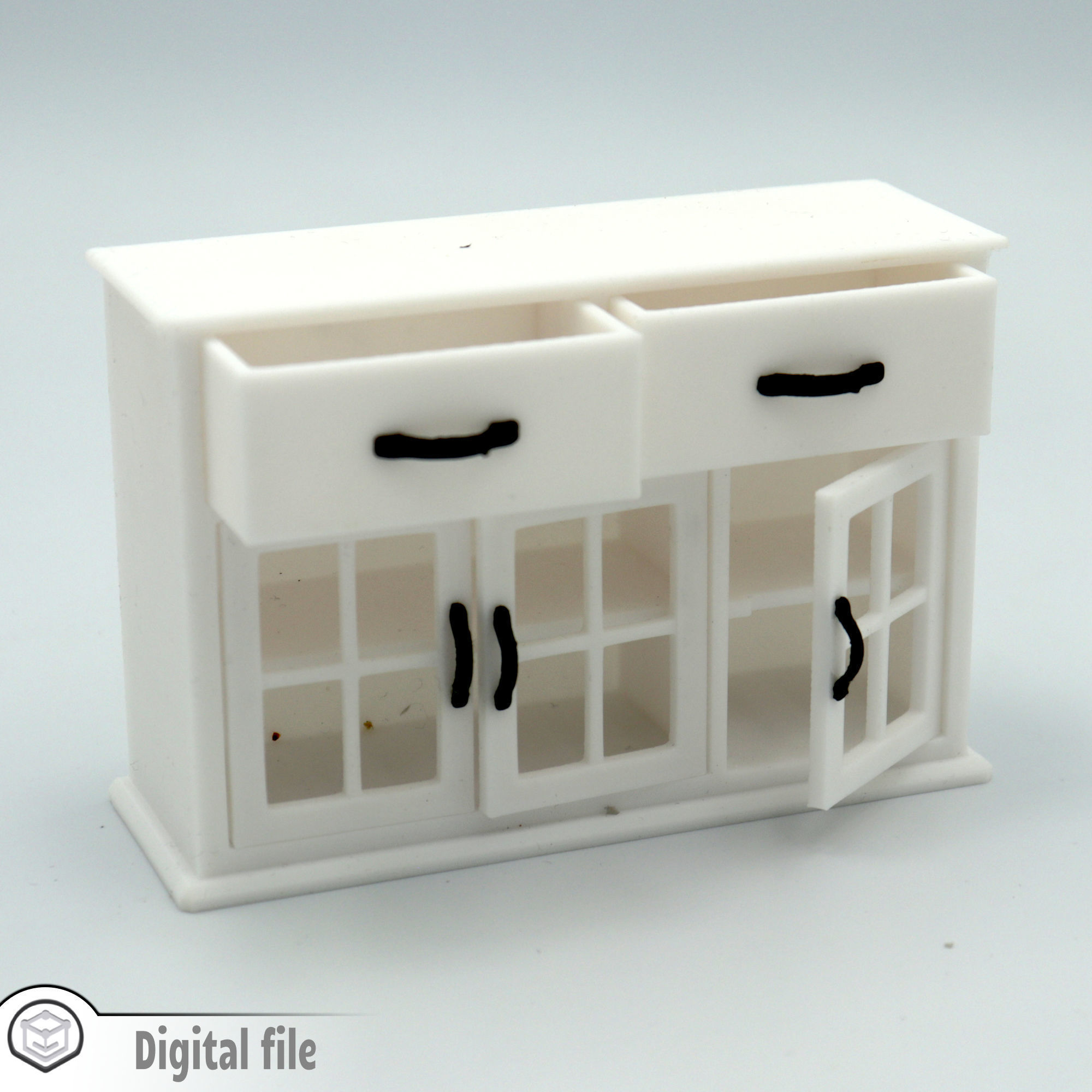 Kitchen cabinet with functional doors shelves and drawers  3D print model_2