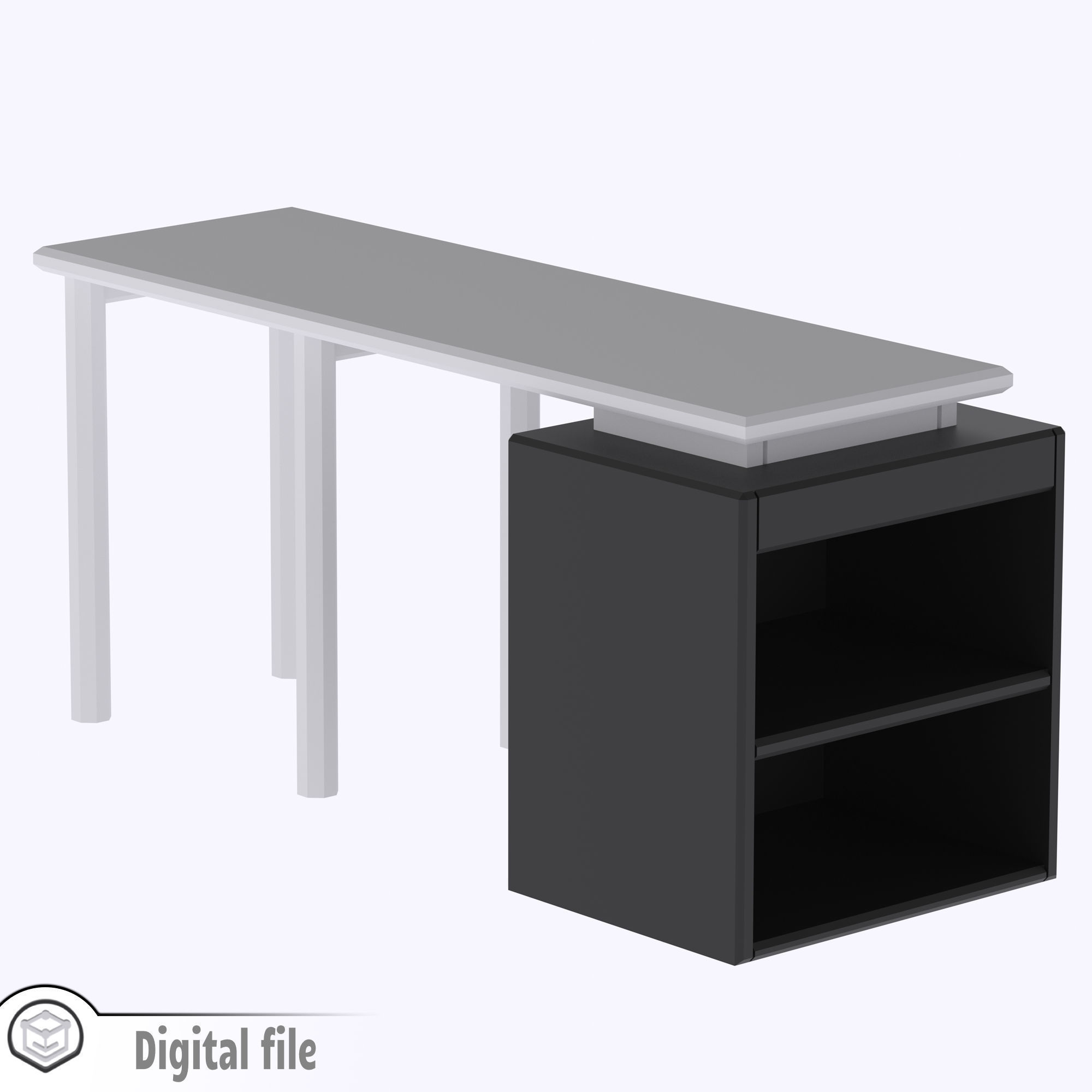 Kitchen island 2 with shelves 3D print model_6