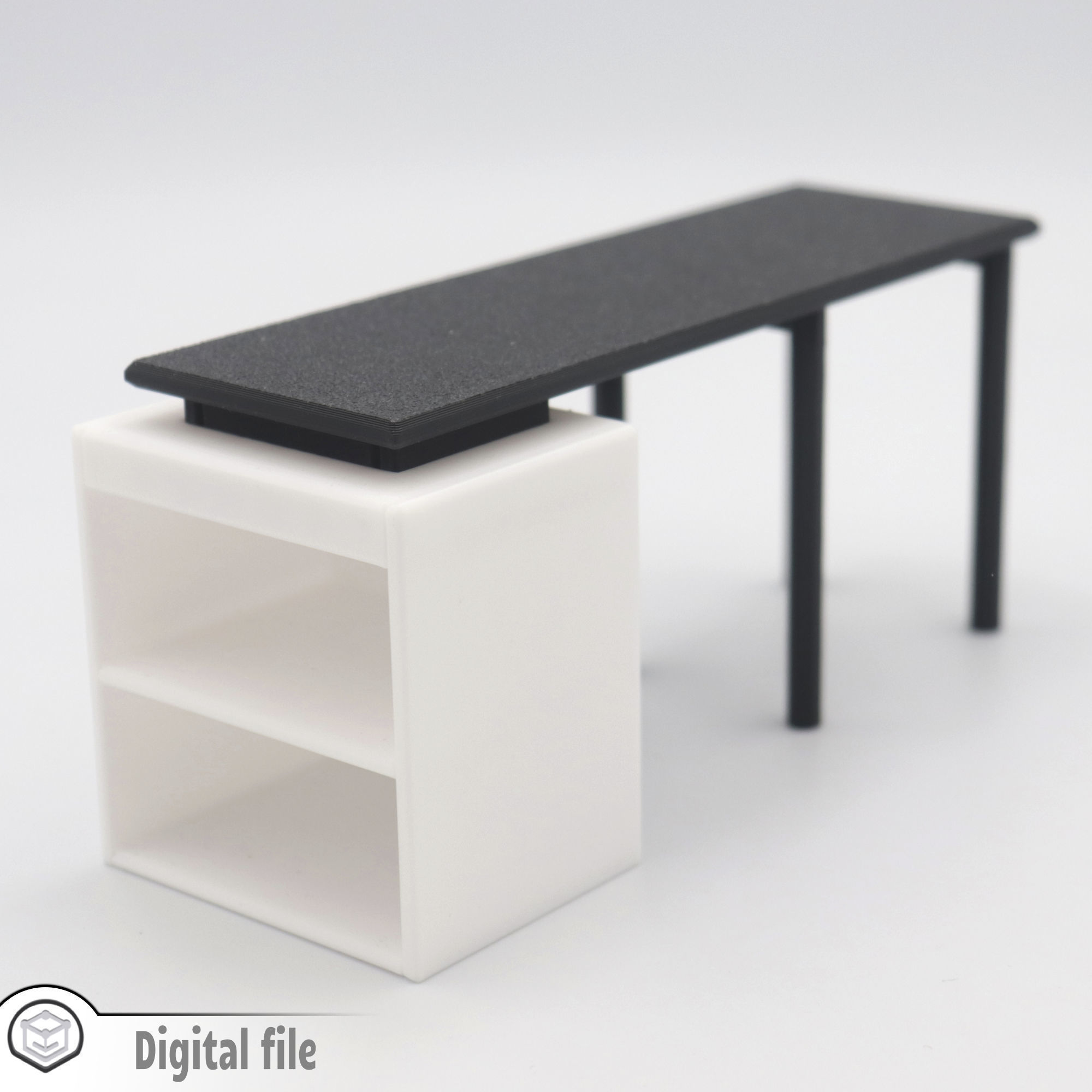 Kitchen island 2 with shelves 3D print model_1