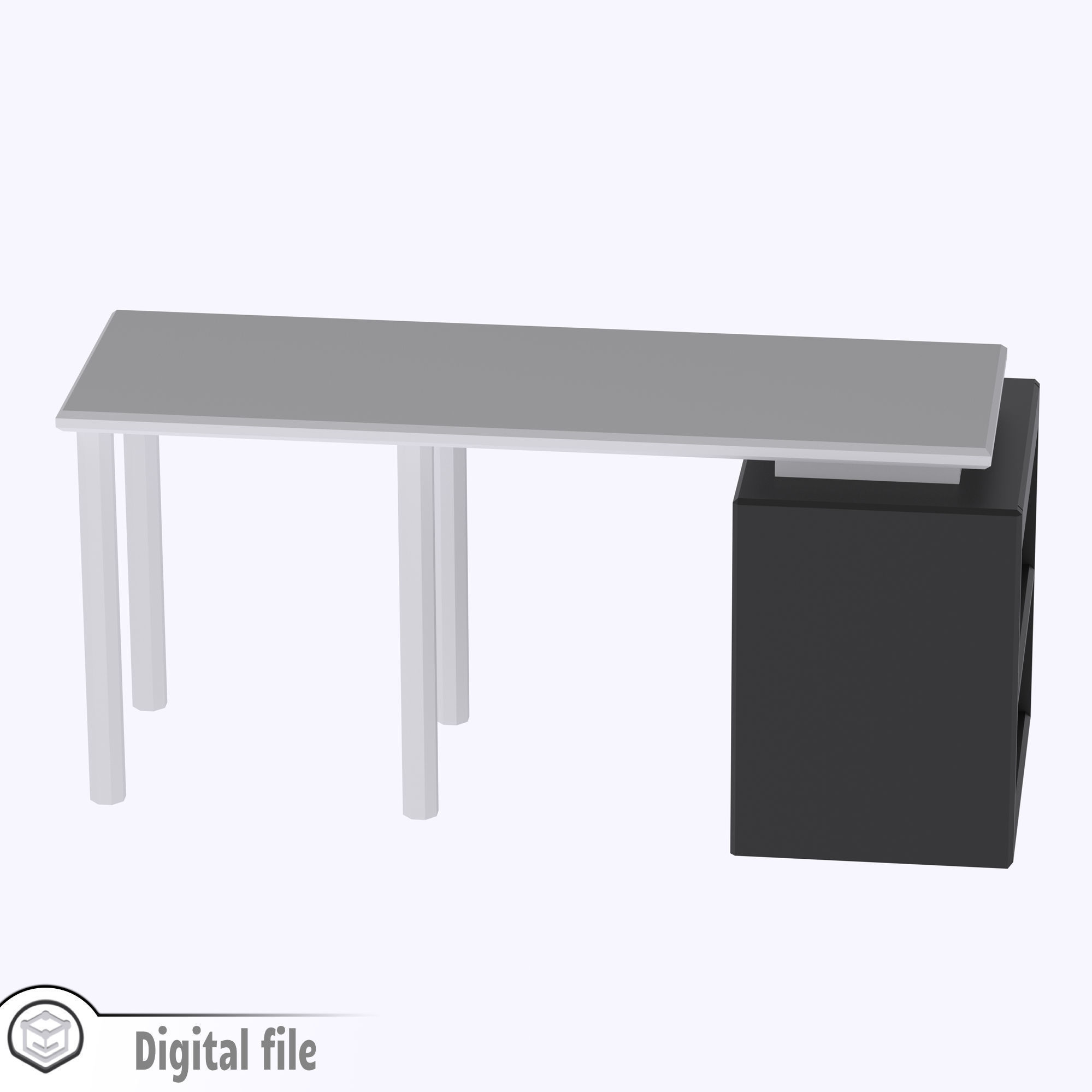 Kitchen island 2 with shelves 3D print model_5