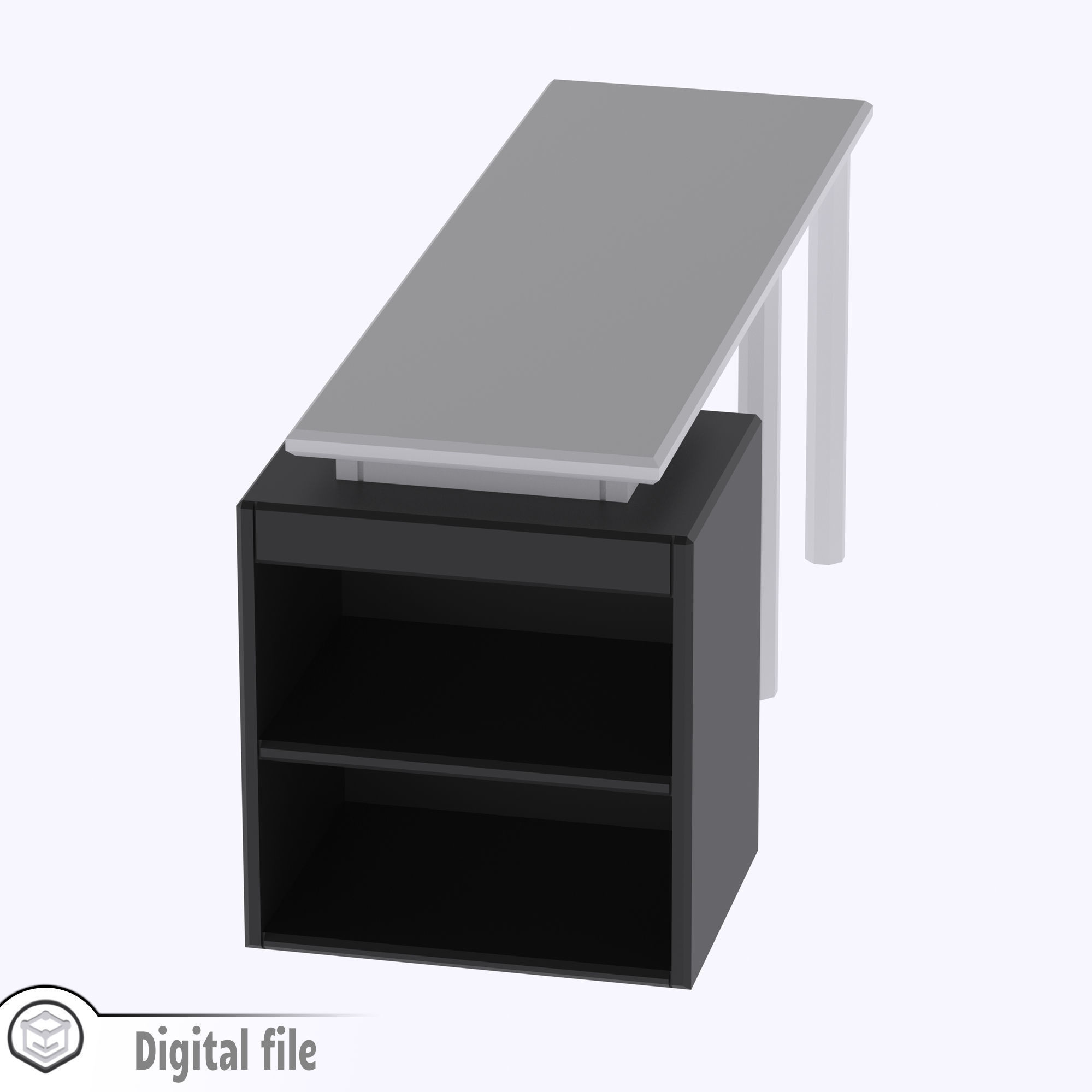 Kitchen island 2 with shelves 3D print model_4