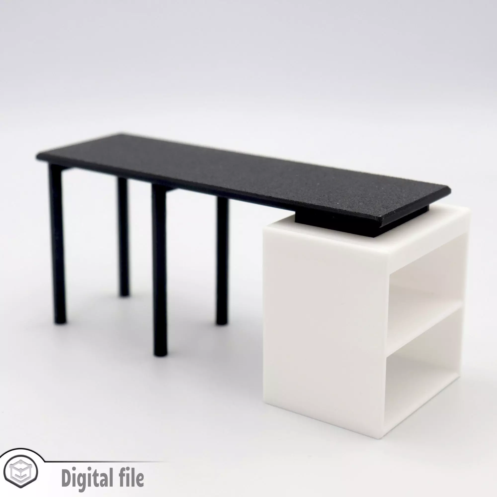 Kitchen island 2 with shelves 3D print model_0