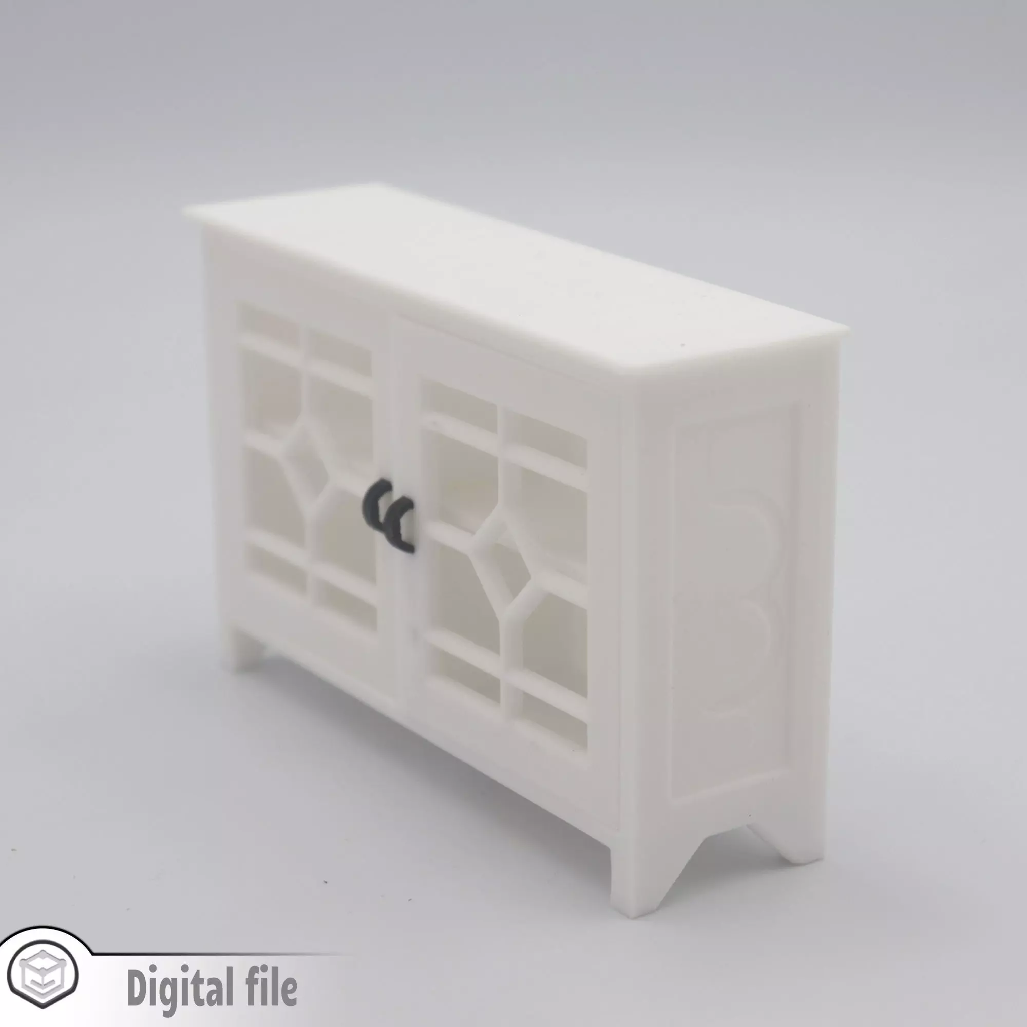 Kitchen living room cabinet with functional door  3D print model_0