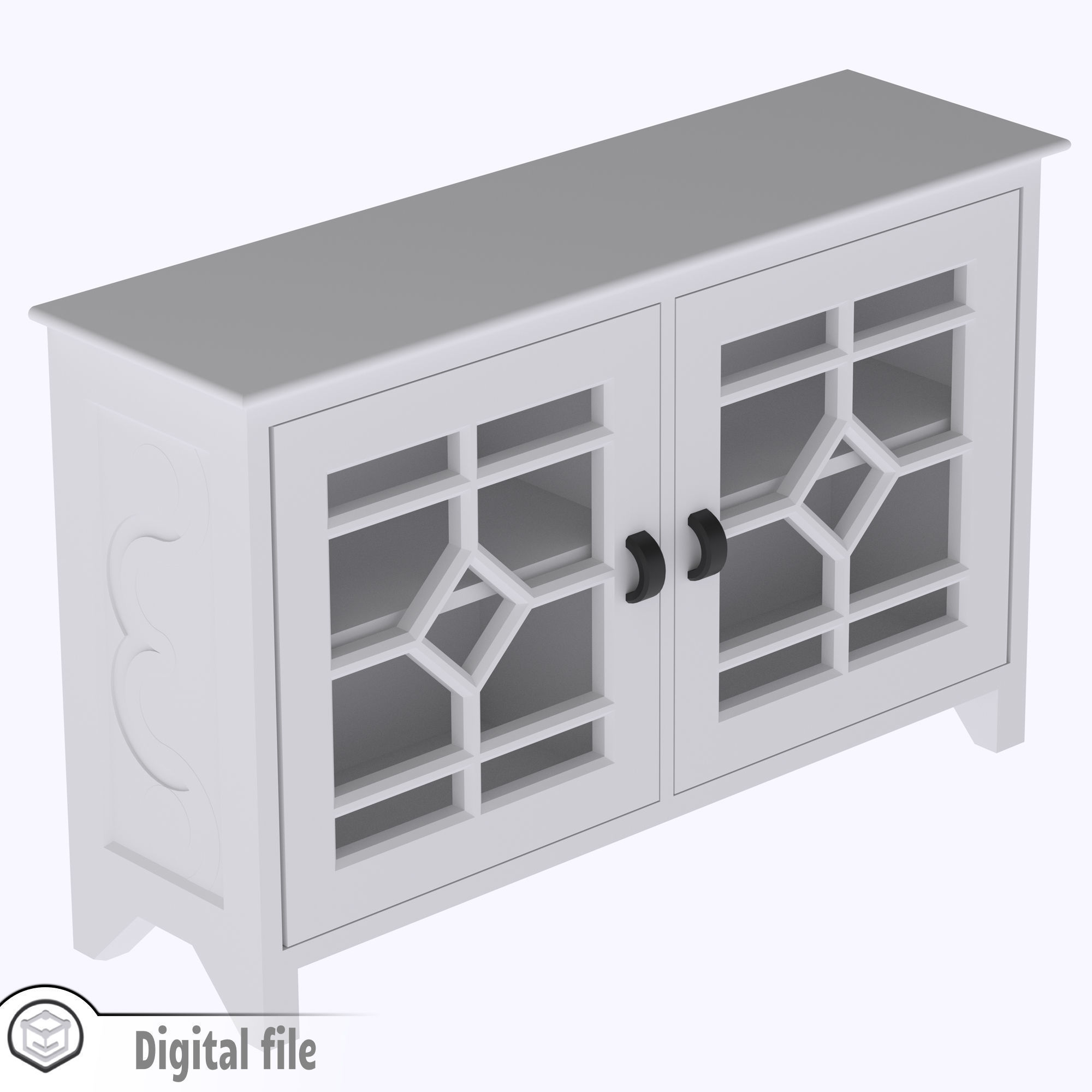Kitchen living room cabinet with functional door  3D print model_5