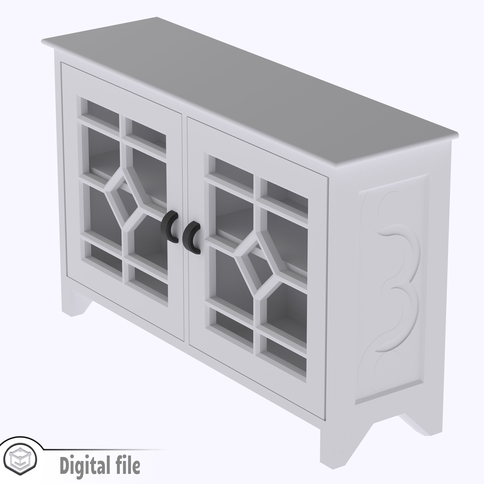 Kitchen living room cabinet with functional door  3D print model_4