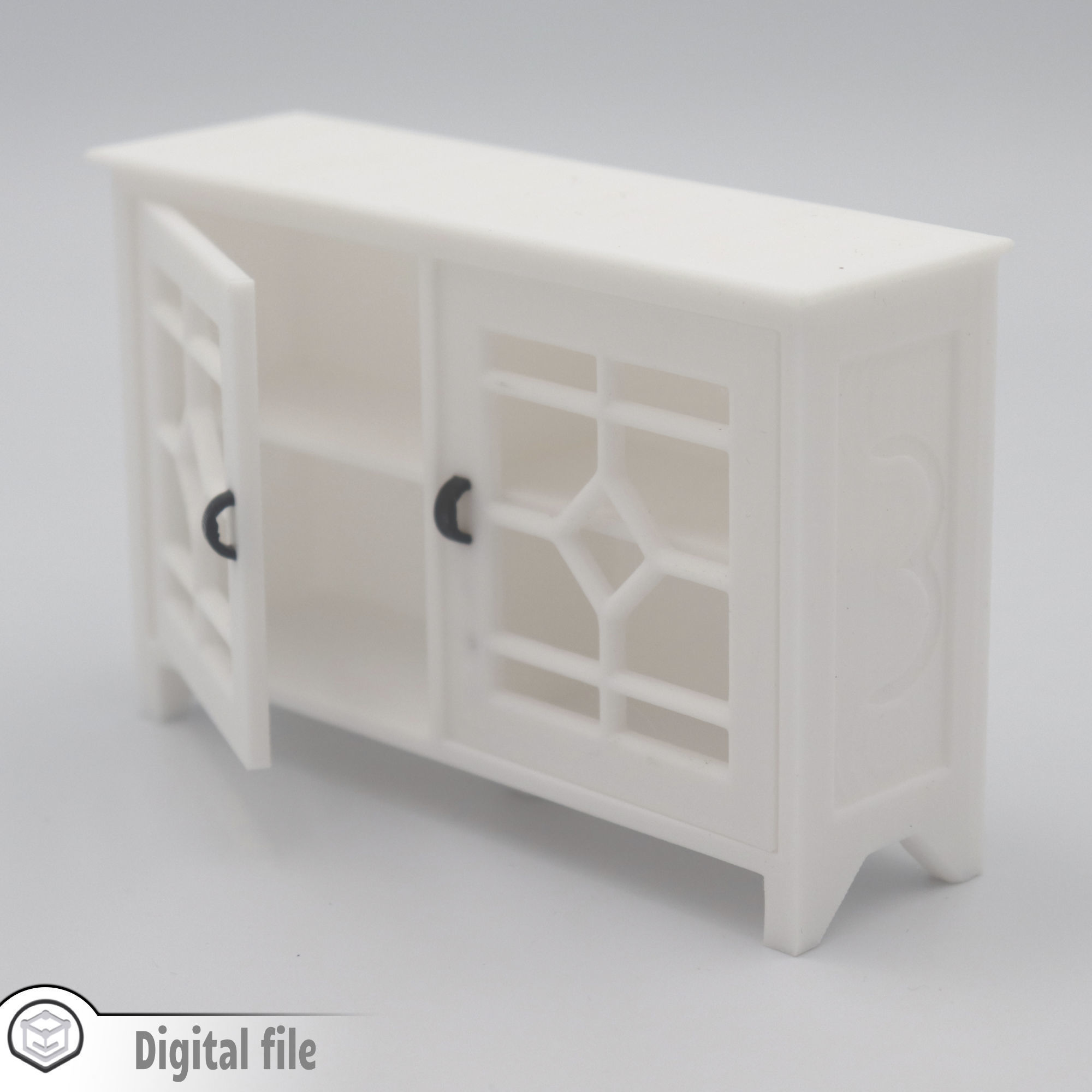 Kitchen living room cabinet with functional door  3D print model_2