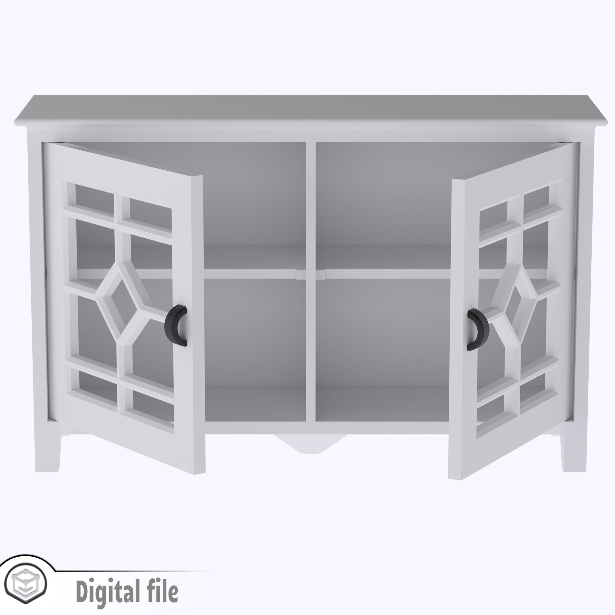 Kitchen living room cabinet with functional door  3D print model_9