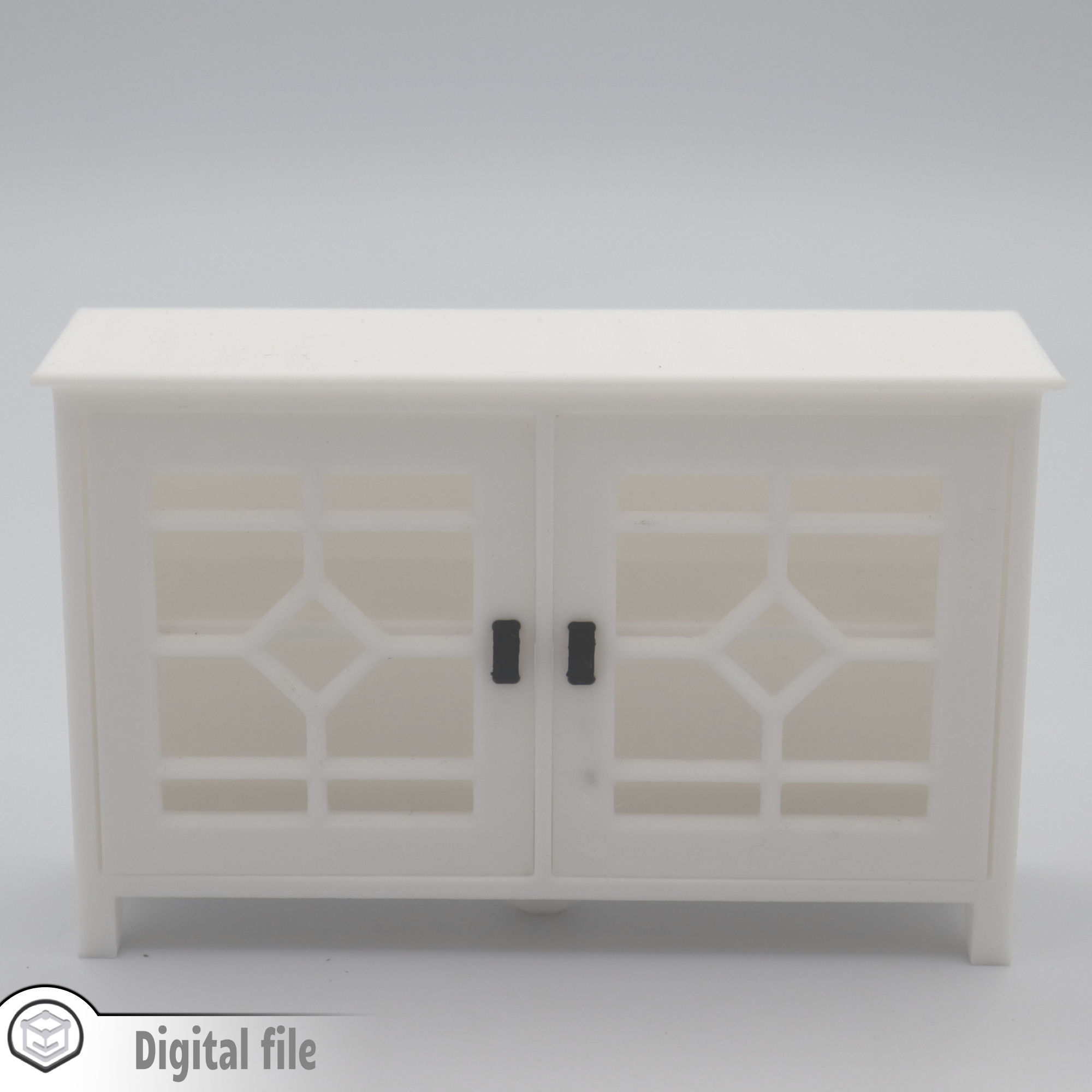 Kitchen living room cabinet with functional door  3D print model_3