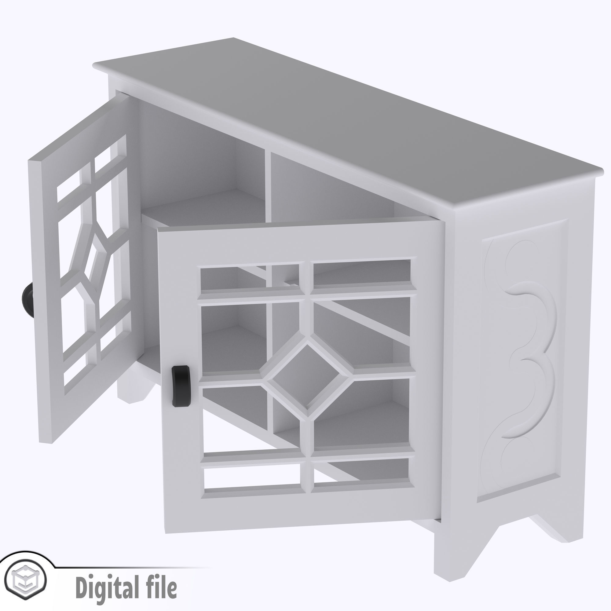 Kitchen living room cabinet with functional door  3D print model_7