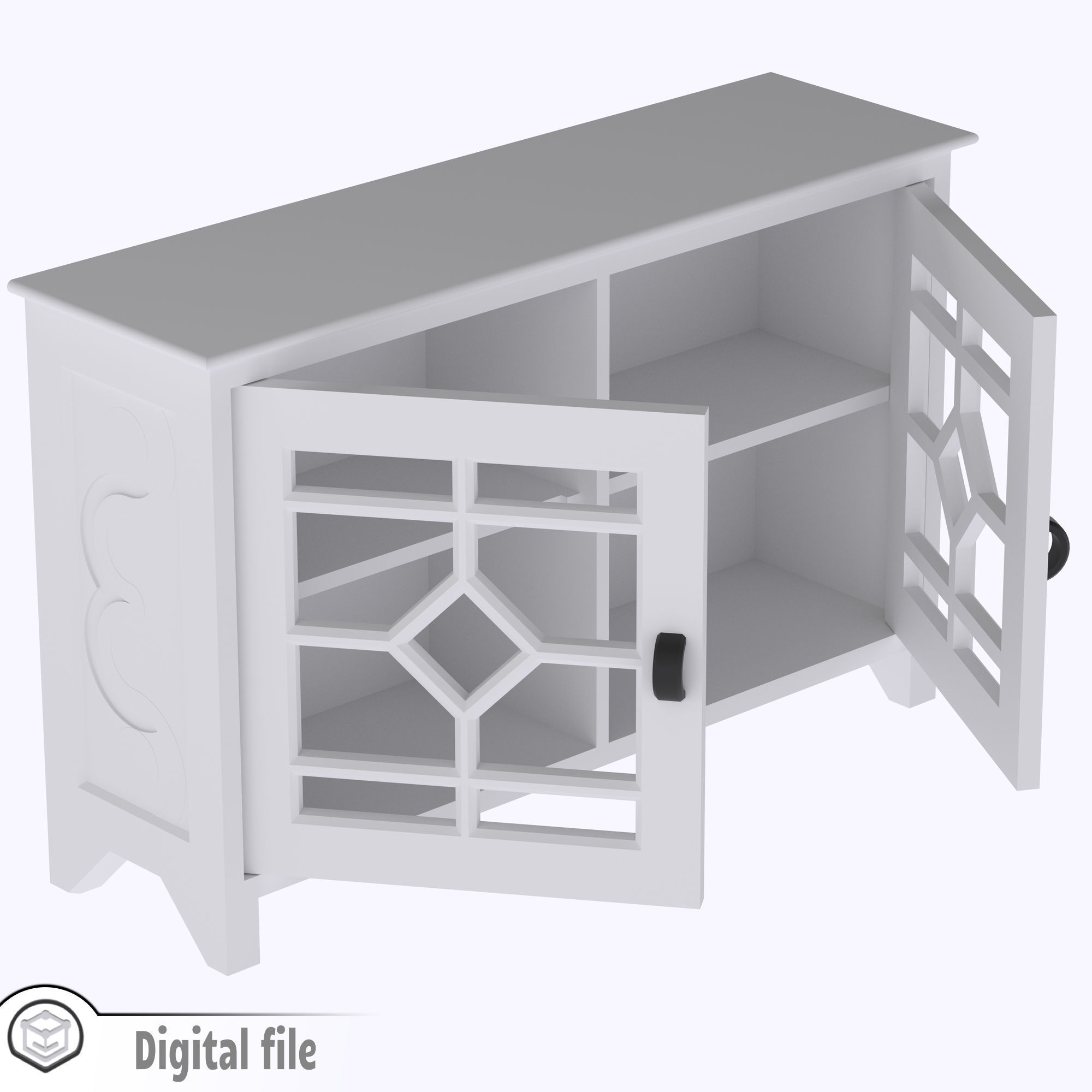 Kitchen living room cabinet with functional door  3D print model_8
