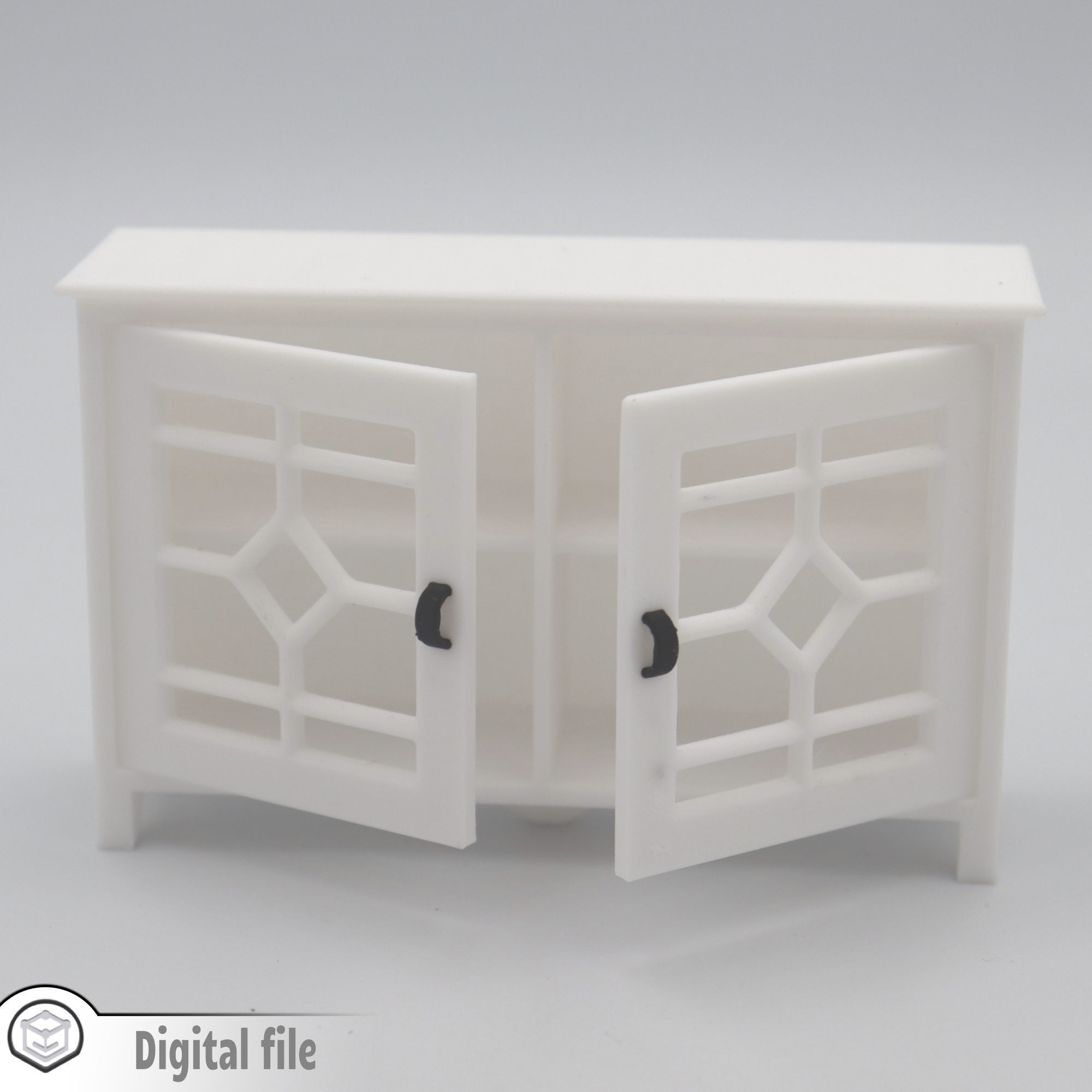 Kitchen living room cabinet with functional door  3D print model_1