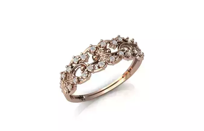 Women Ring Diamond Stone STL 3DM Lightweight Printable