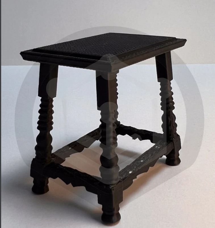 Large Spanish Stool with Twisted Legs 3D print model_3