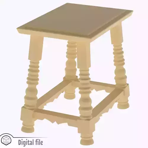 Large Spanish Stool with Twisted Legs 