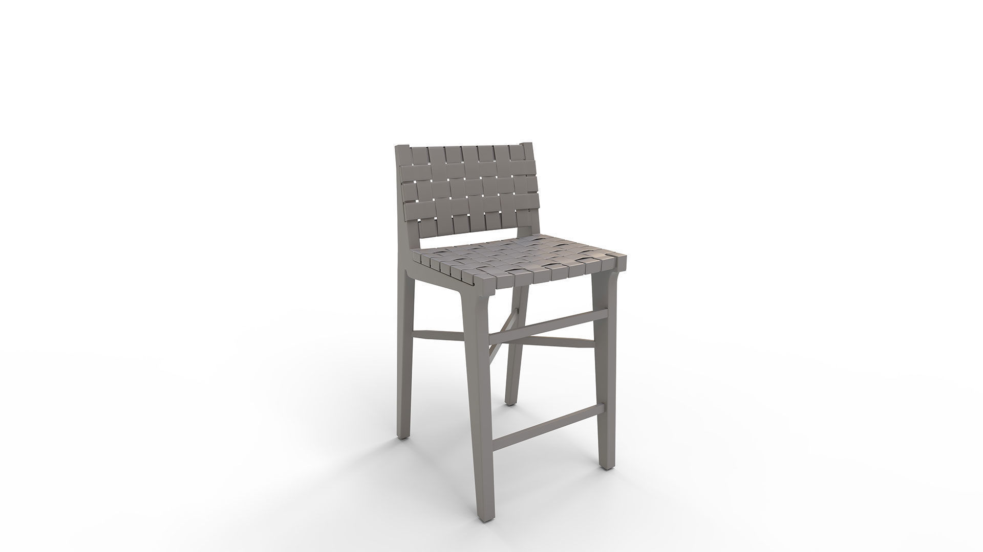 Taj White Leather Strap Bar Stool 3D model_2