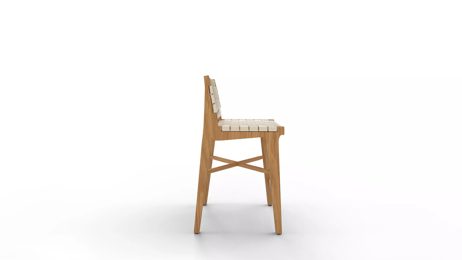 Taj White Leather Strap Bar Stool 3D model_0