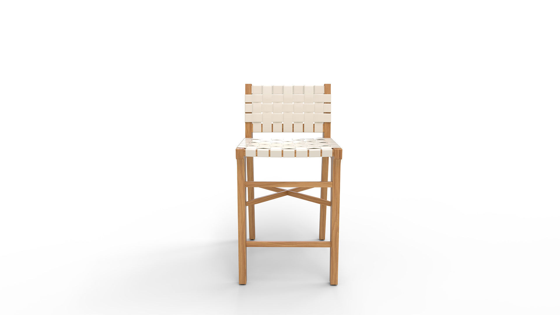 Taj White Leather Strap Bar Stool 3D model_3