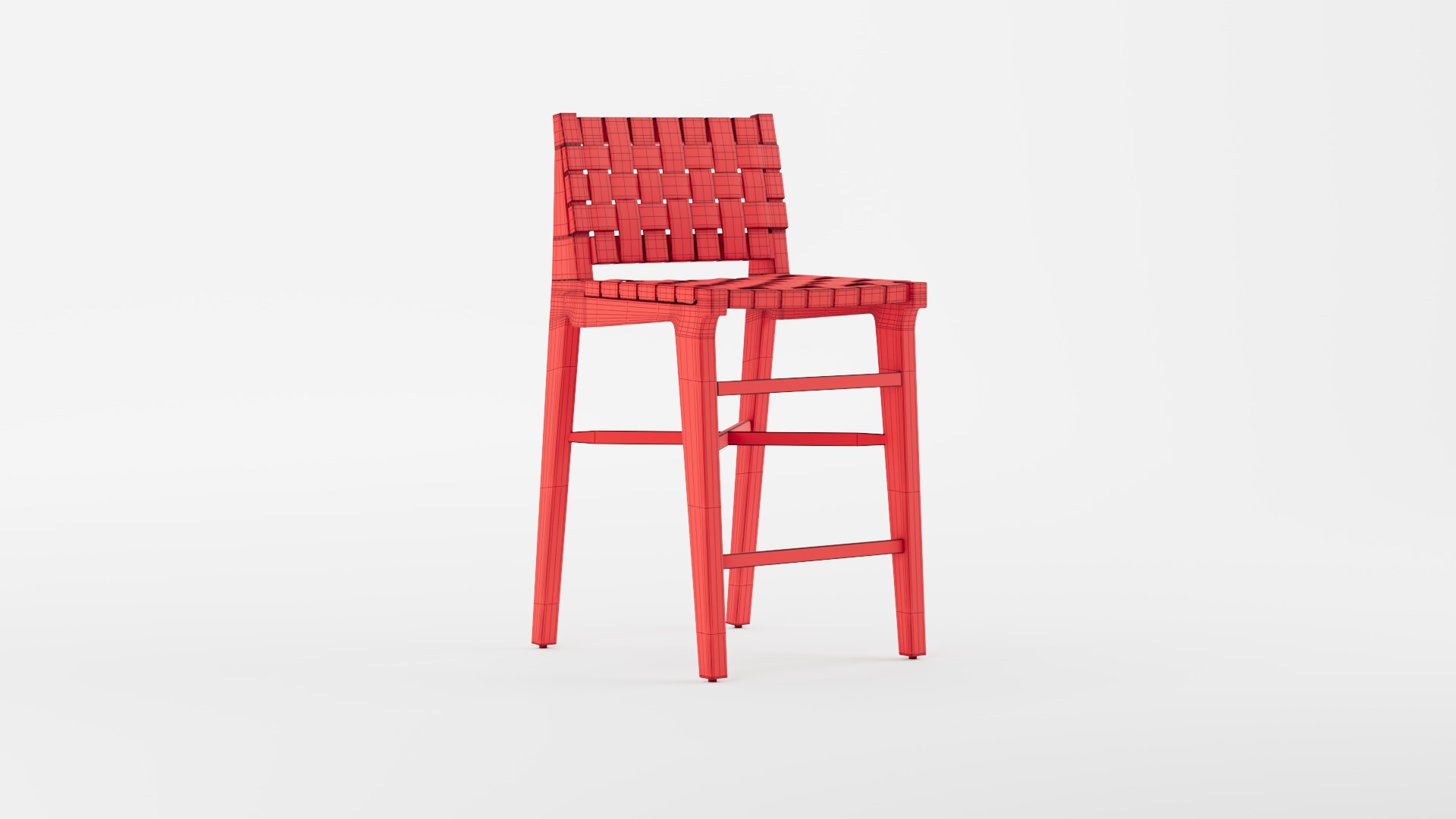 Taj White Leather Strap Bar Stool 3D model_7