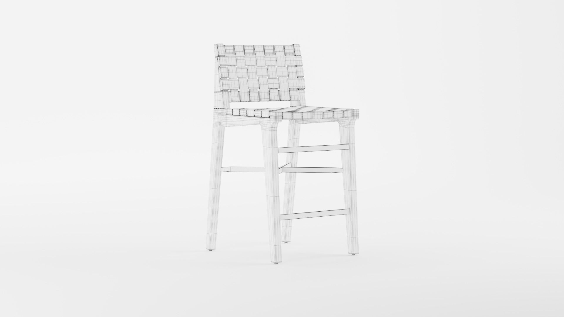 Taj White Leather Strap Bar Stool 3D model_6