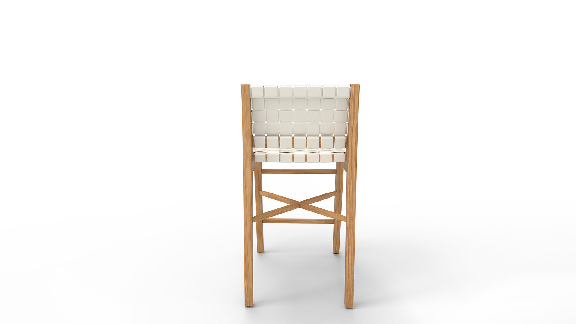 Taj White Leather Strap Bar Stool 3D model_4