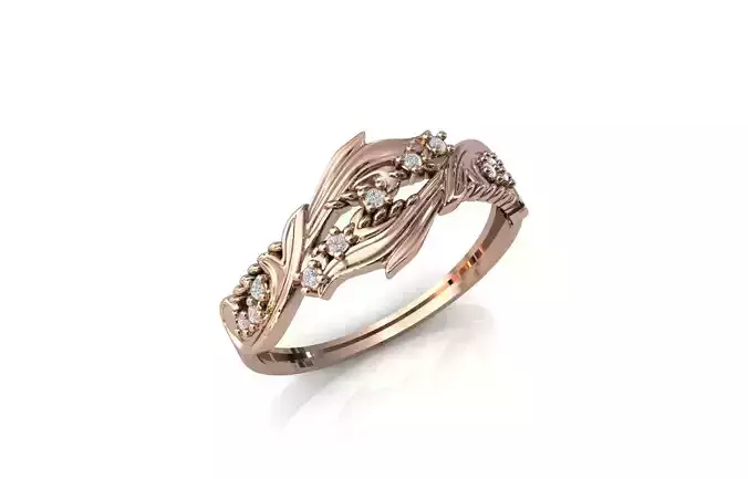 Women Ring Diamond Stone STL 3DM Lightweight Printable