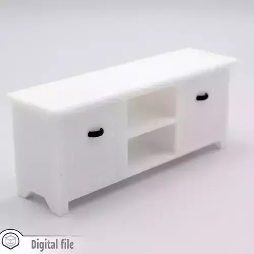 Living room cabinet with functional doors shelves and drawer 