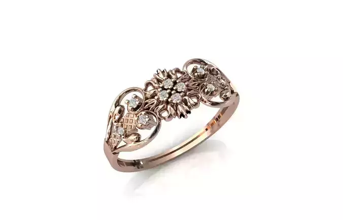 Women Ring Diamond Stone STL 3DM Lightweight Printable