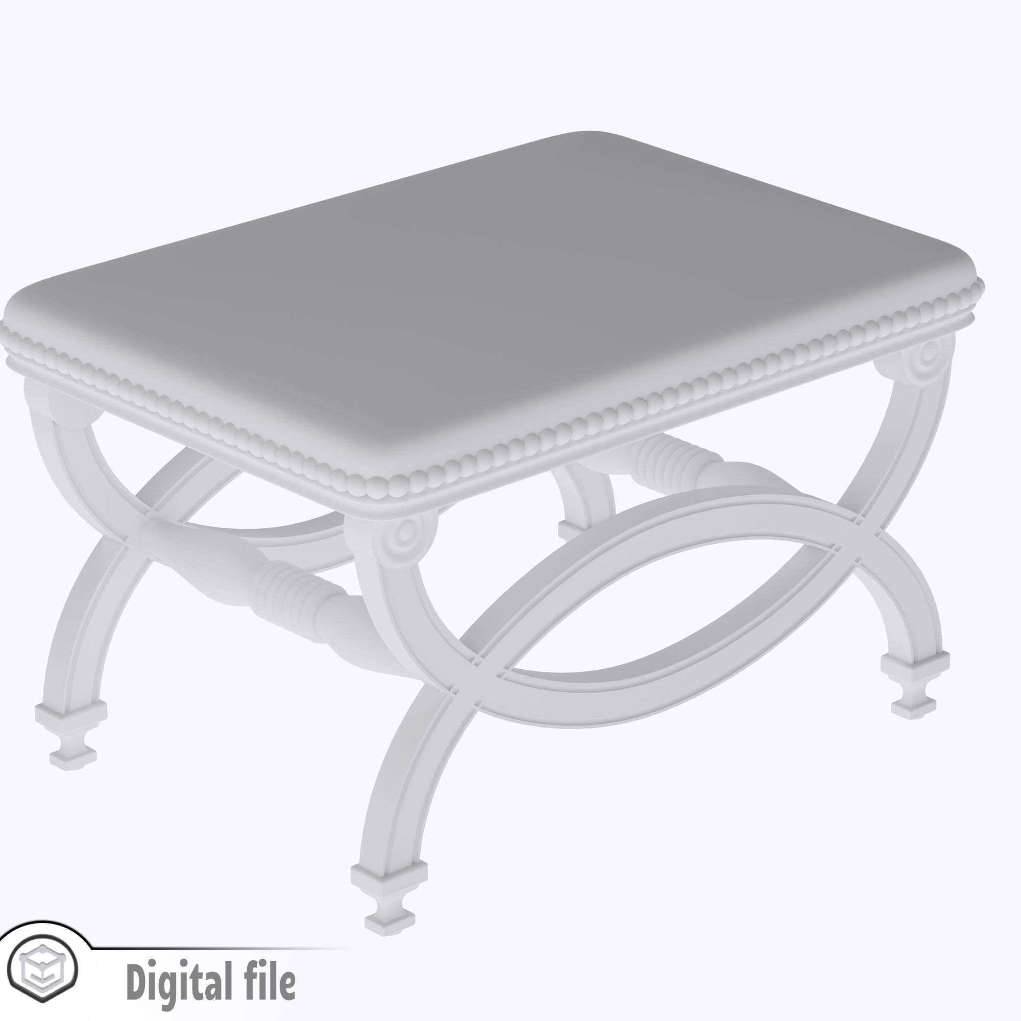 Living room stool style 2 vintage  3D print model_1
