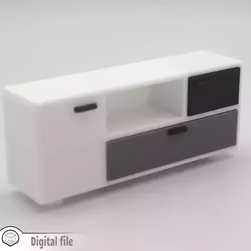 Living room Tv stand with functional doors 3D print model