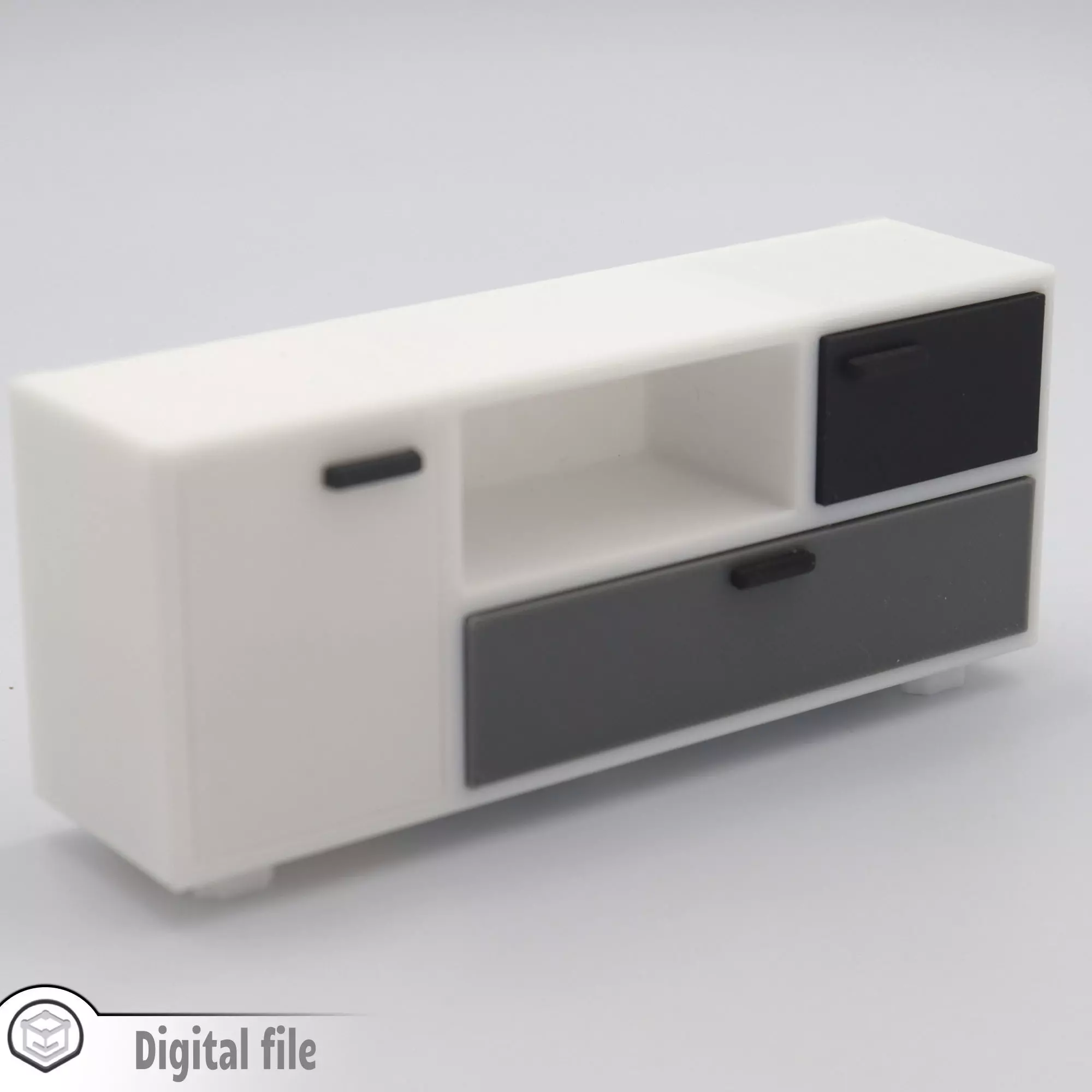 Living room Tv stand with functional doors 3D print model