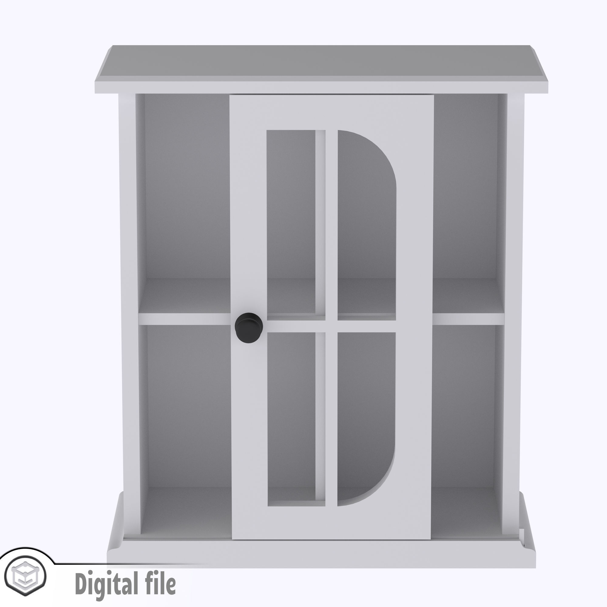 Living room kitchen cabinet with functional sliding door 3D print model_5