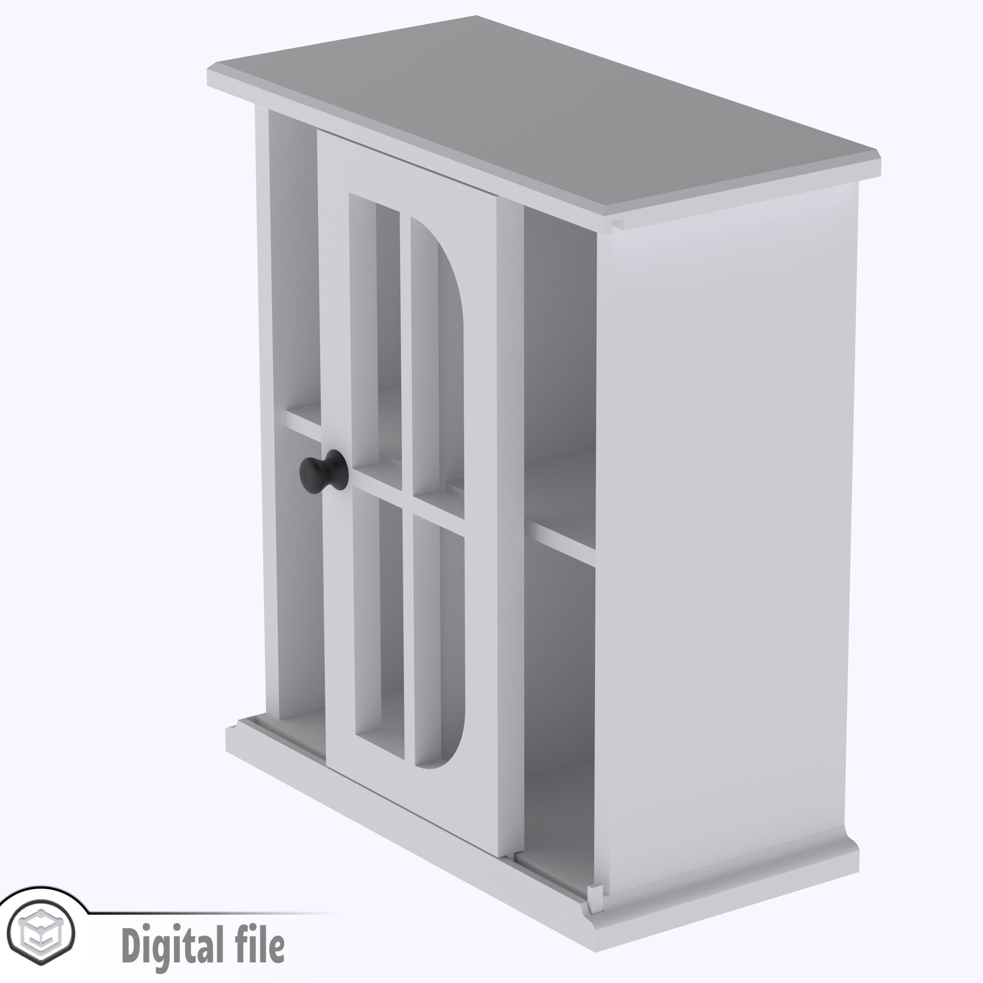 Living room kitchen cabinet with functional sliding door 3D print model_3
