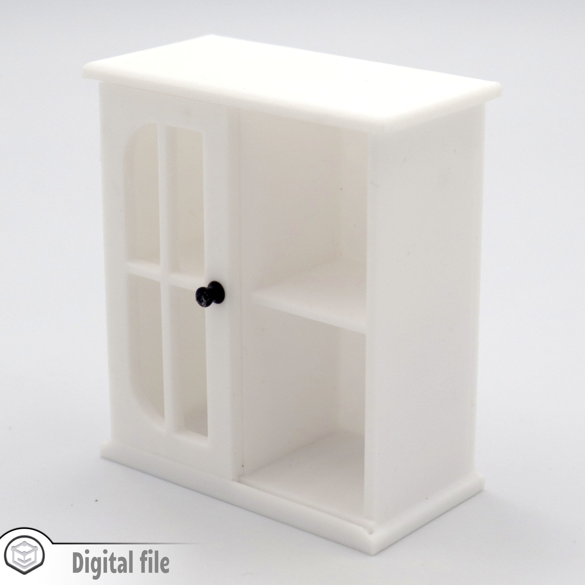 Living room kitchen cabinet with functional sliding door 3D print model_1