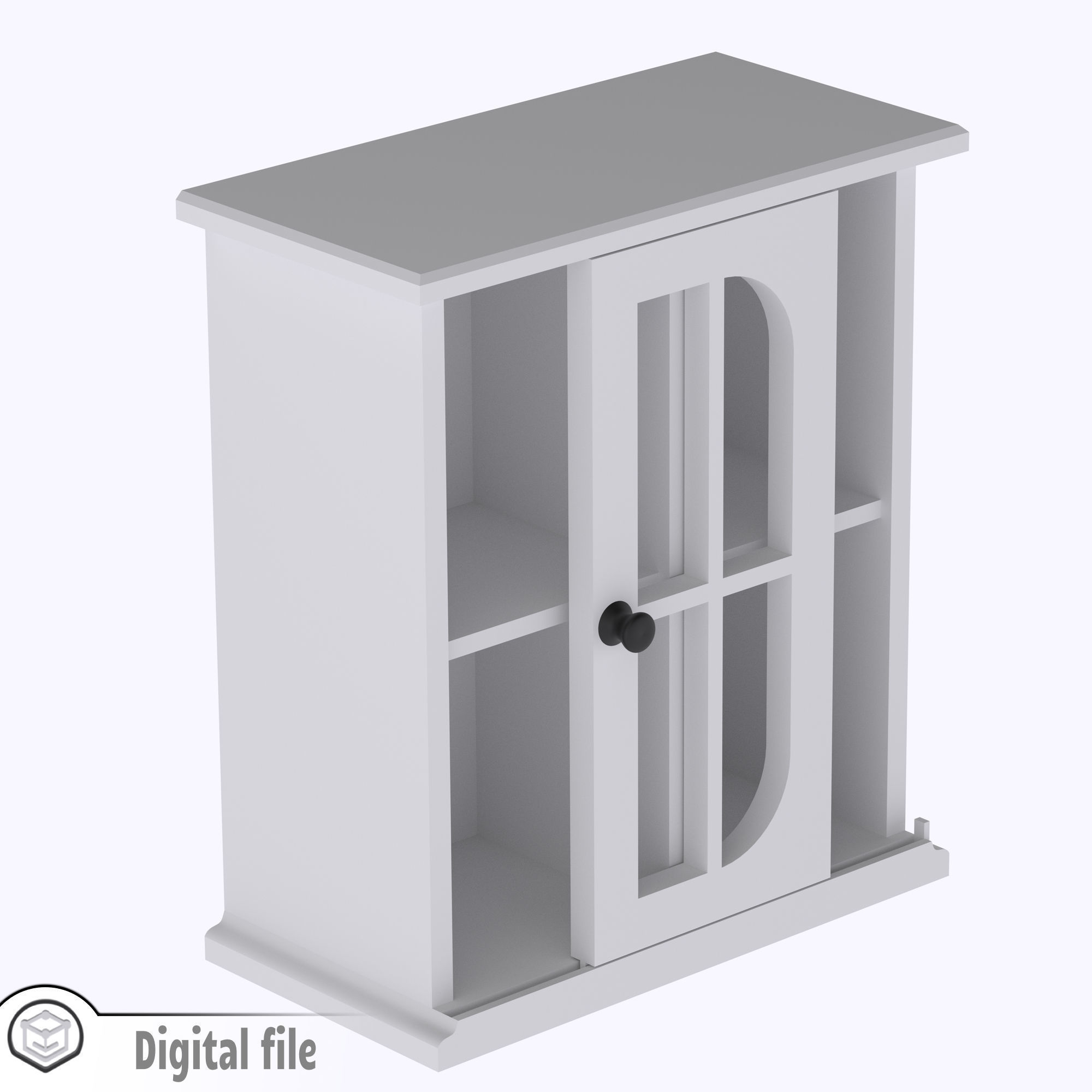 Living room kitchen cabinet with functional sliding door 3D print model_4