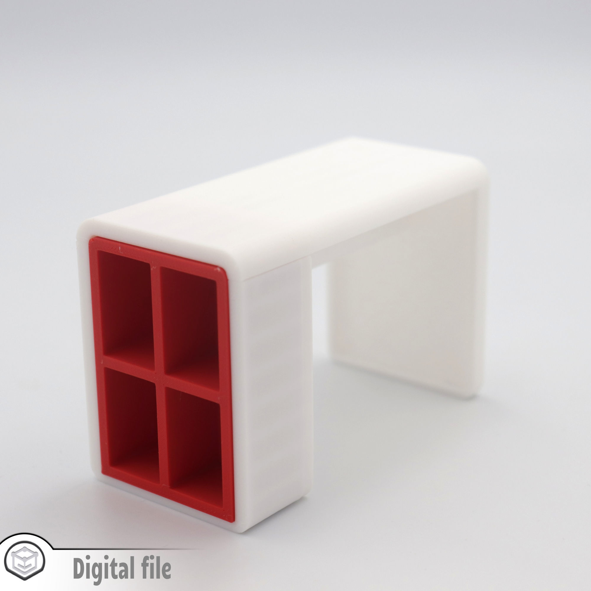 Modern Desk with shelves 3D print model_1