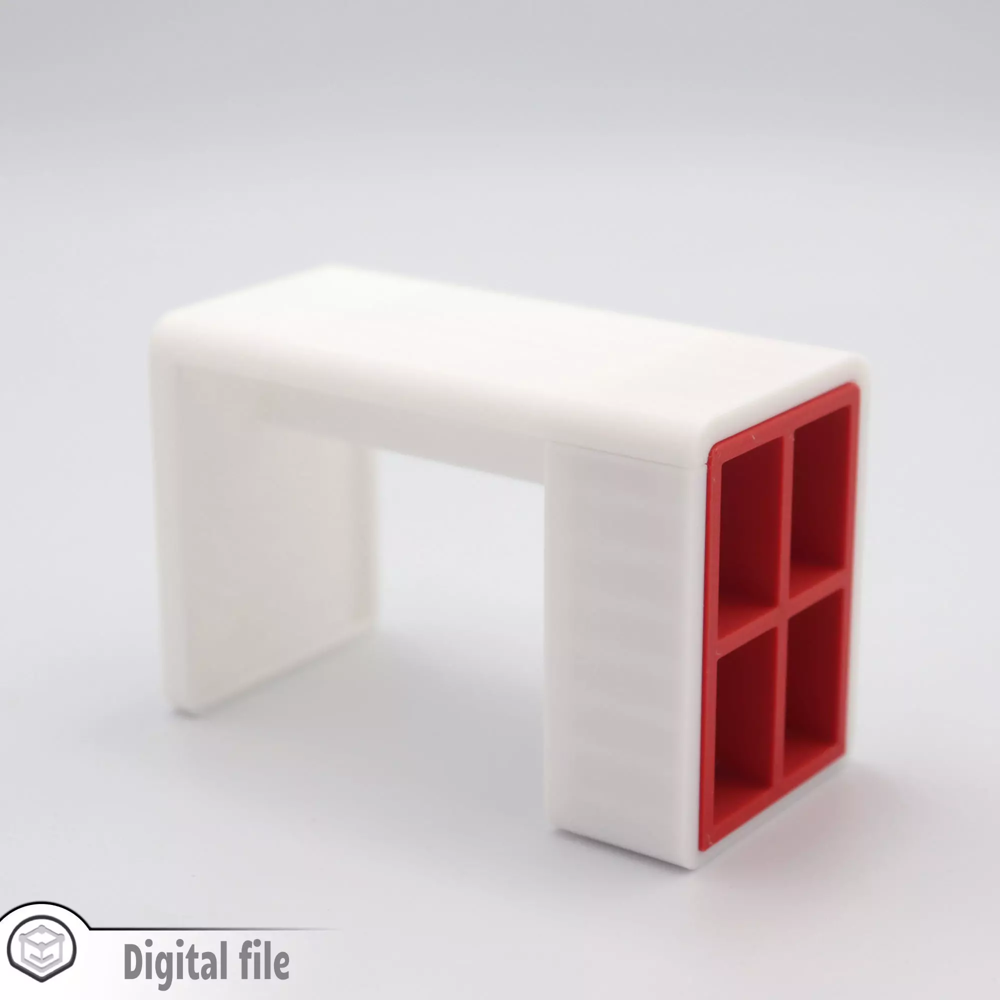 Modern Desk with shelves 3D print model_0