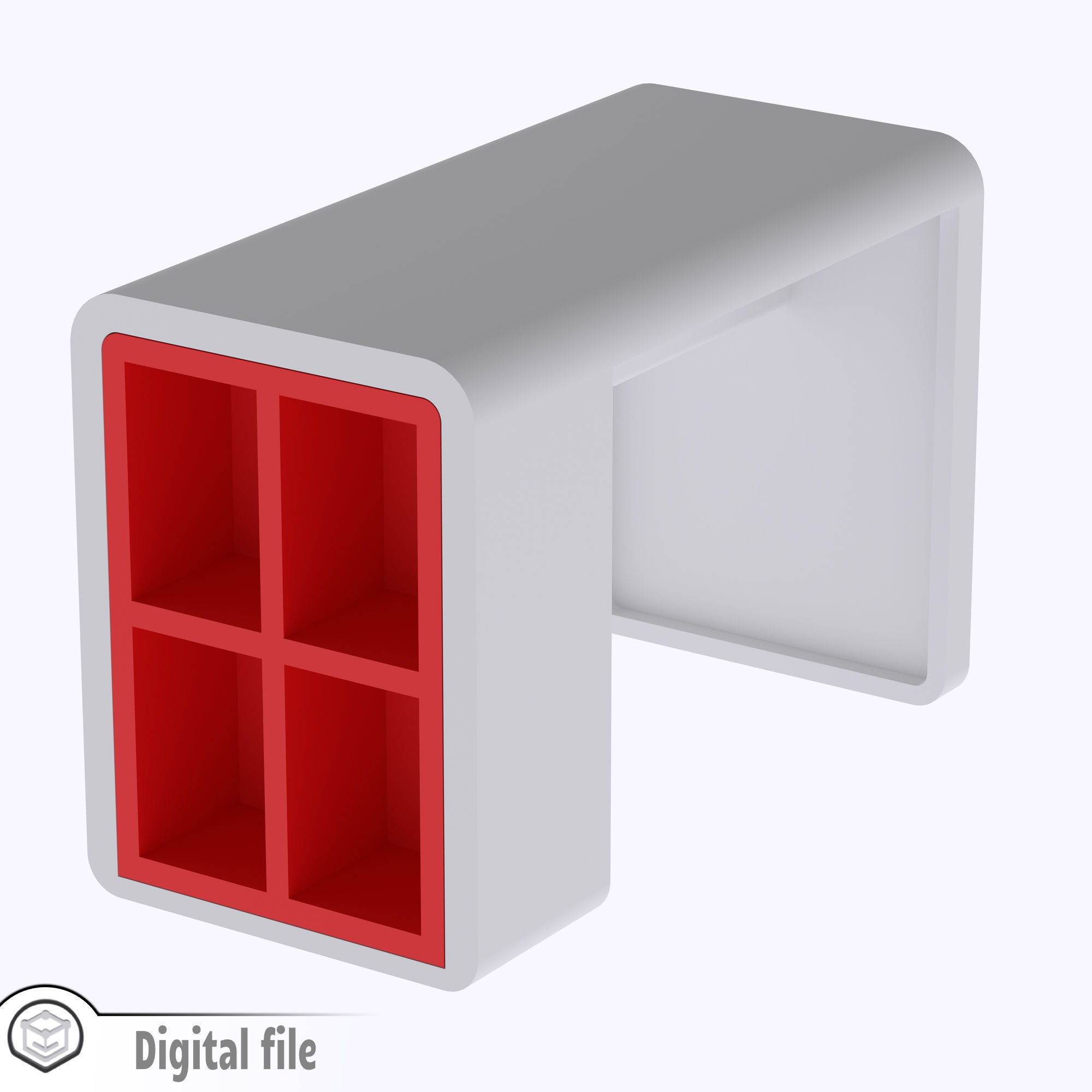 Modern Desk with shelves 3D print model_3