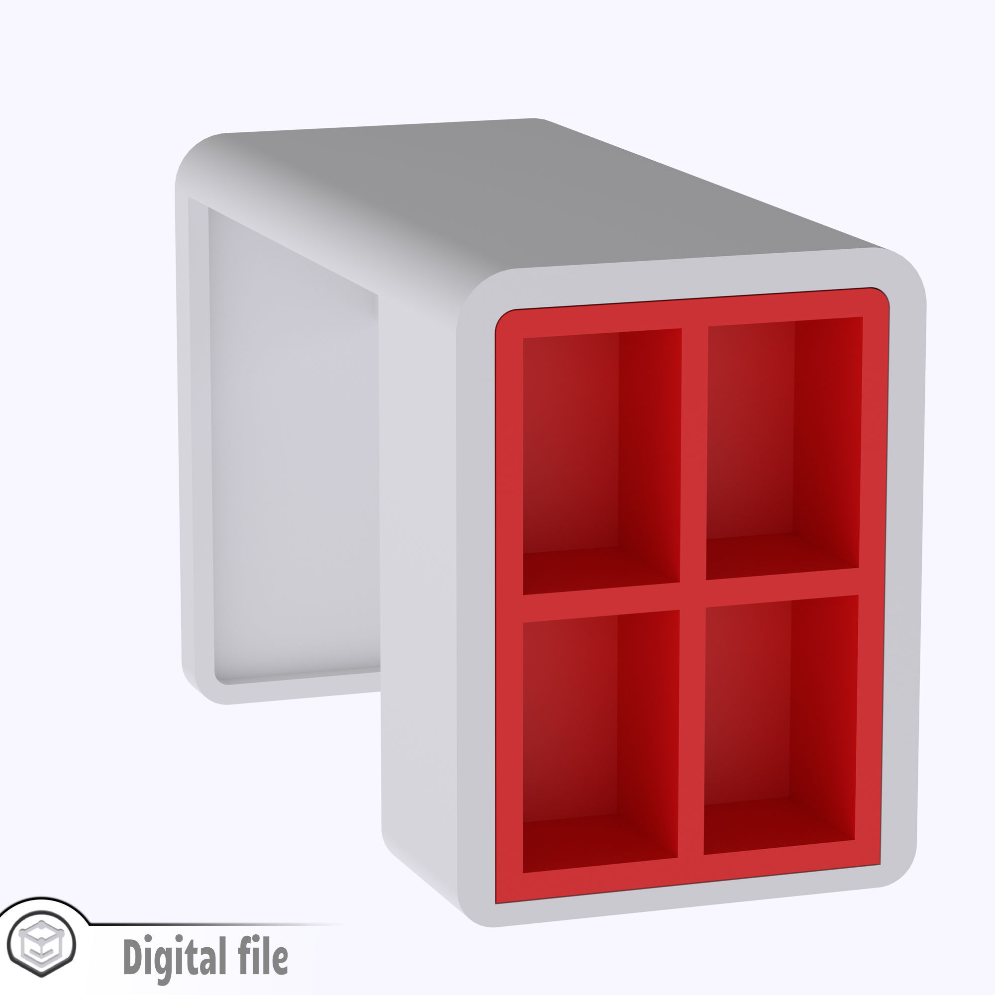 Modern Desk with shelves 3D print model_5