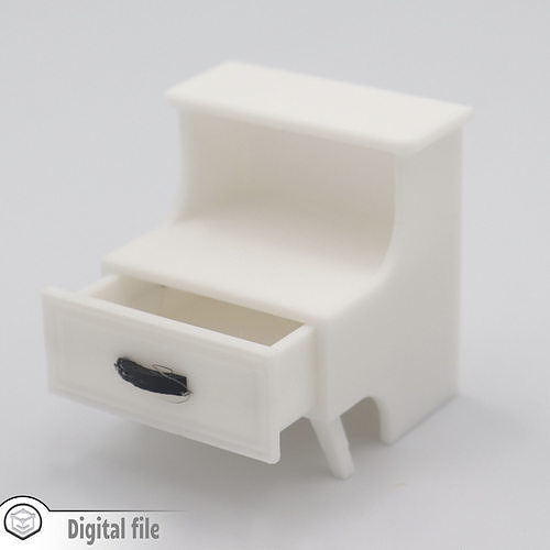 Nightstand curved with 1 drawer  3D print model
