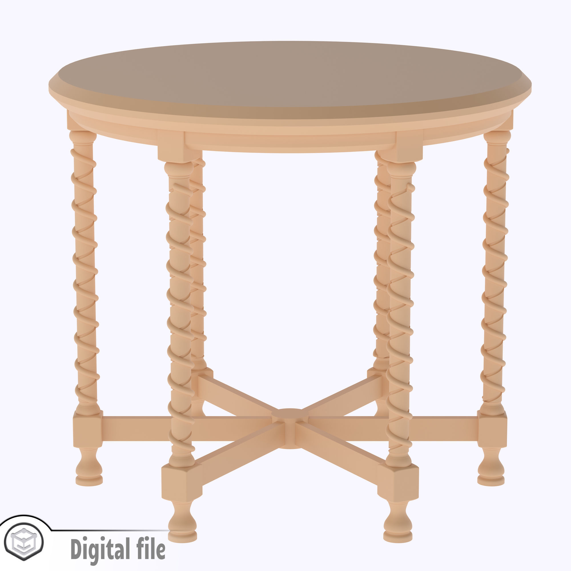 miniature Oak Side Table 1890s 3D print model_2