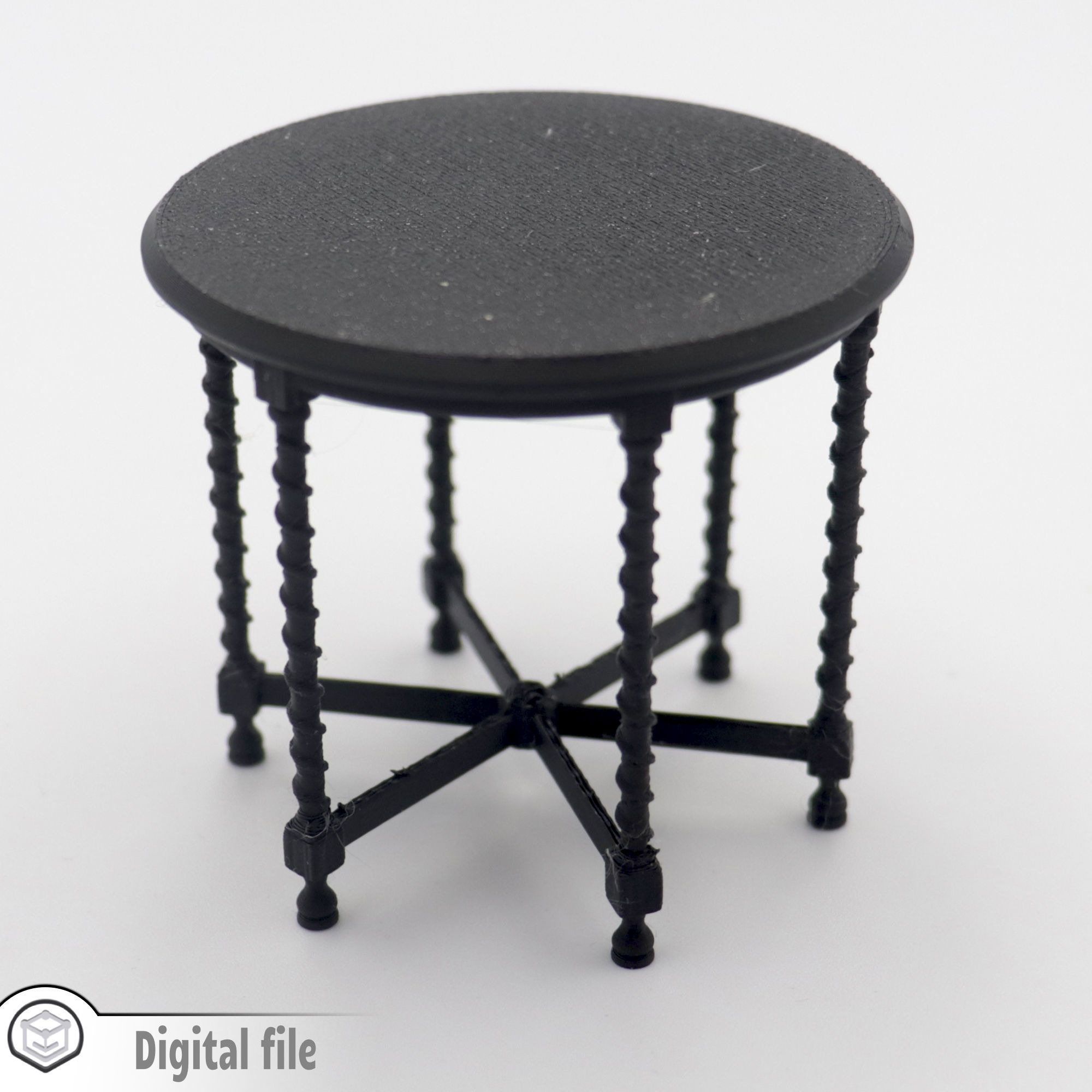 miniature Oak Side Table 1890s 3D print model_3