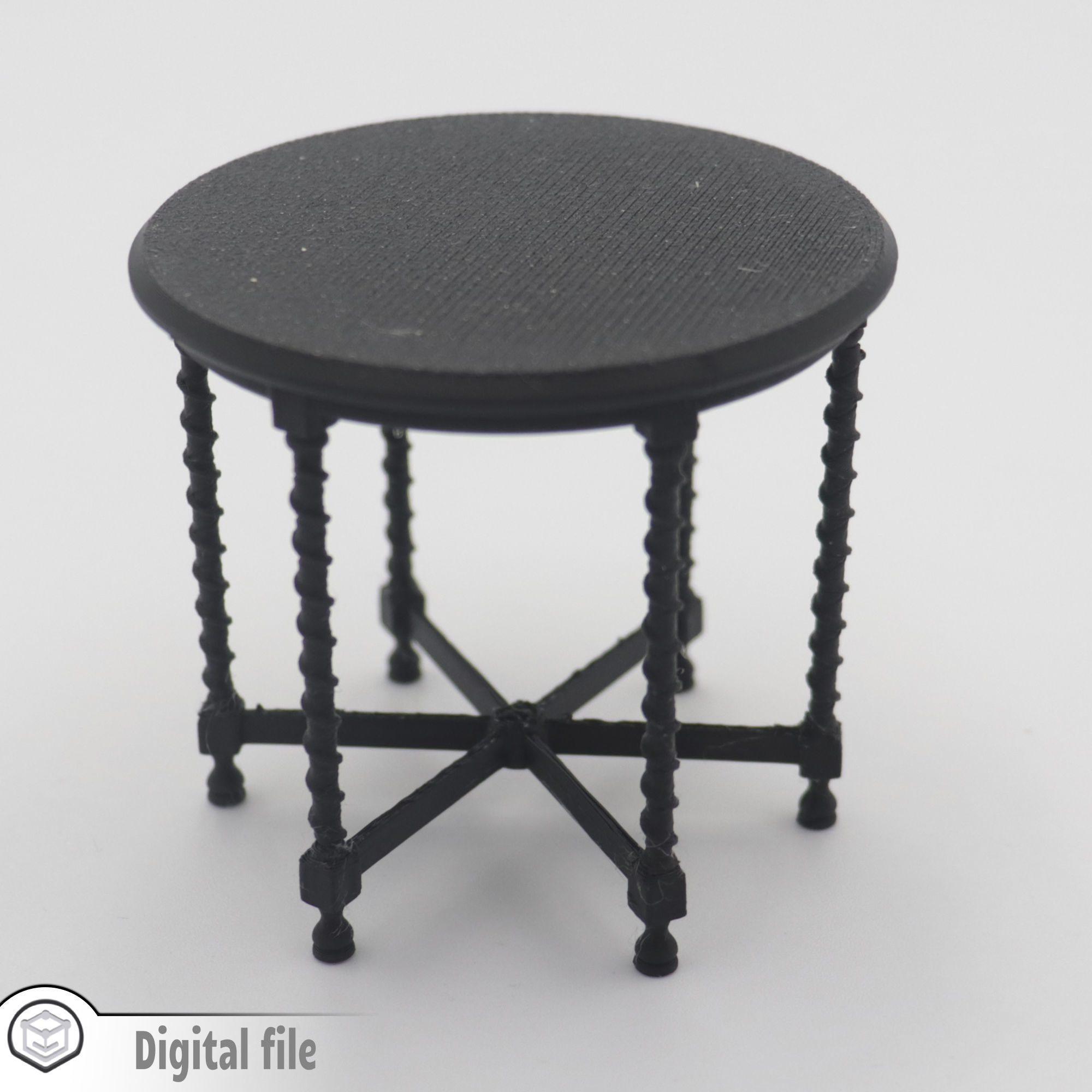 miniature Oak Side Table 1890s 3D print model_4