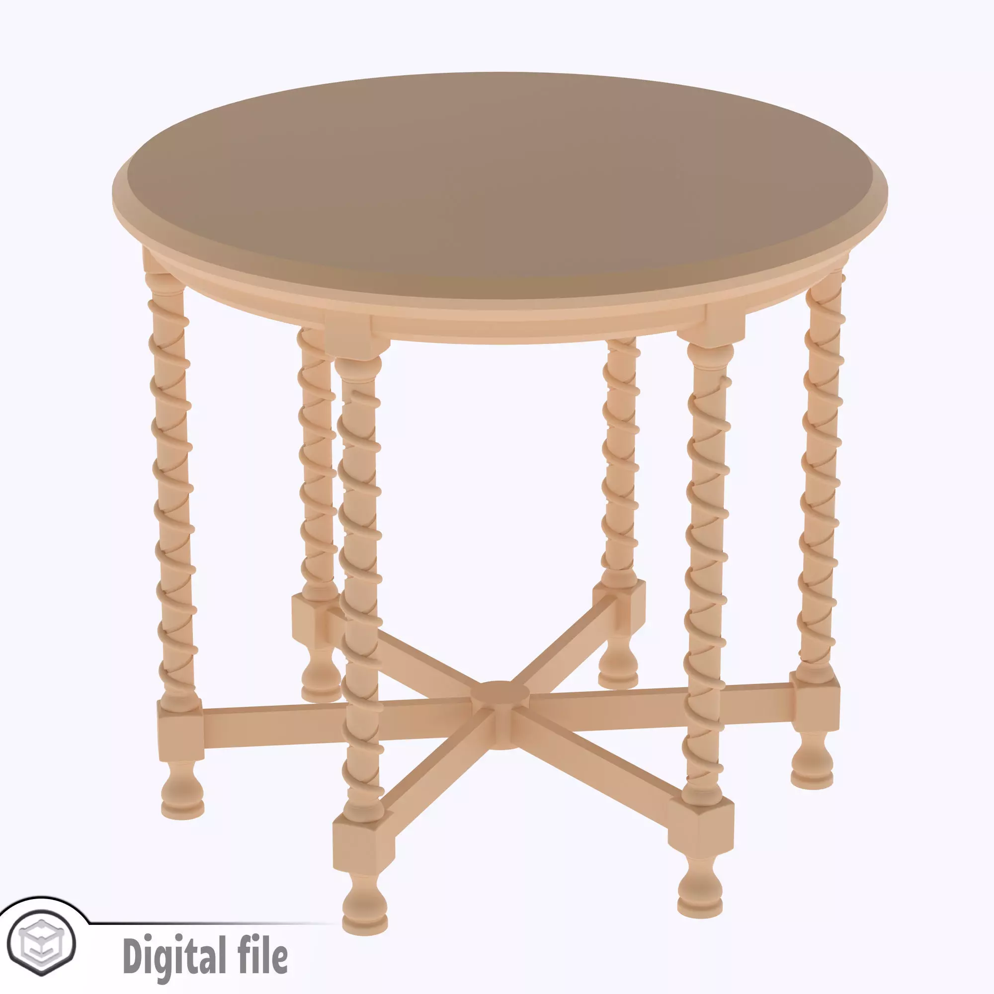 miniature Oak Side Table 1890s 3D print model_0