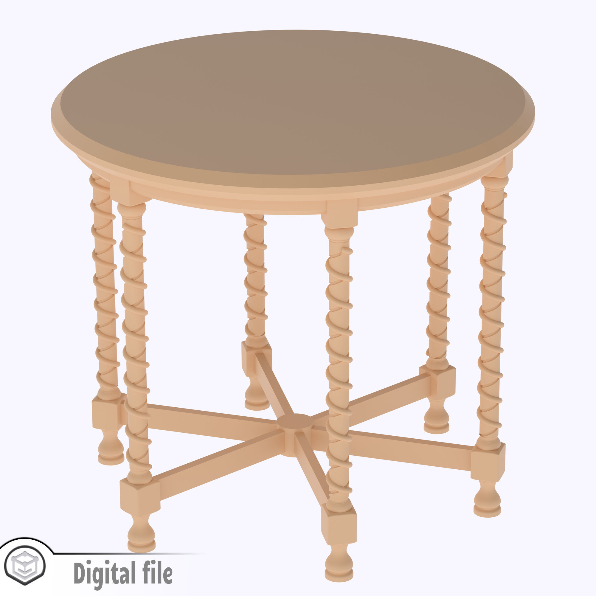 miniature Oak Side Table 1890s 3D print model_1