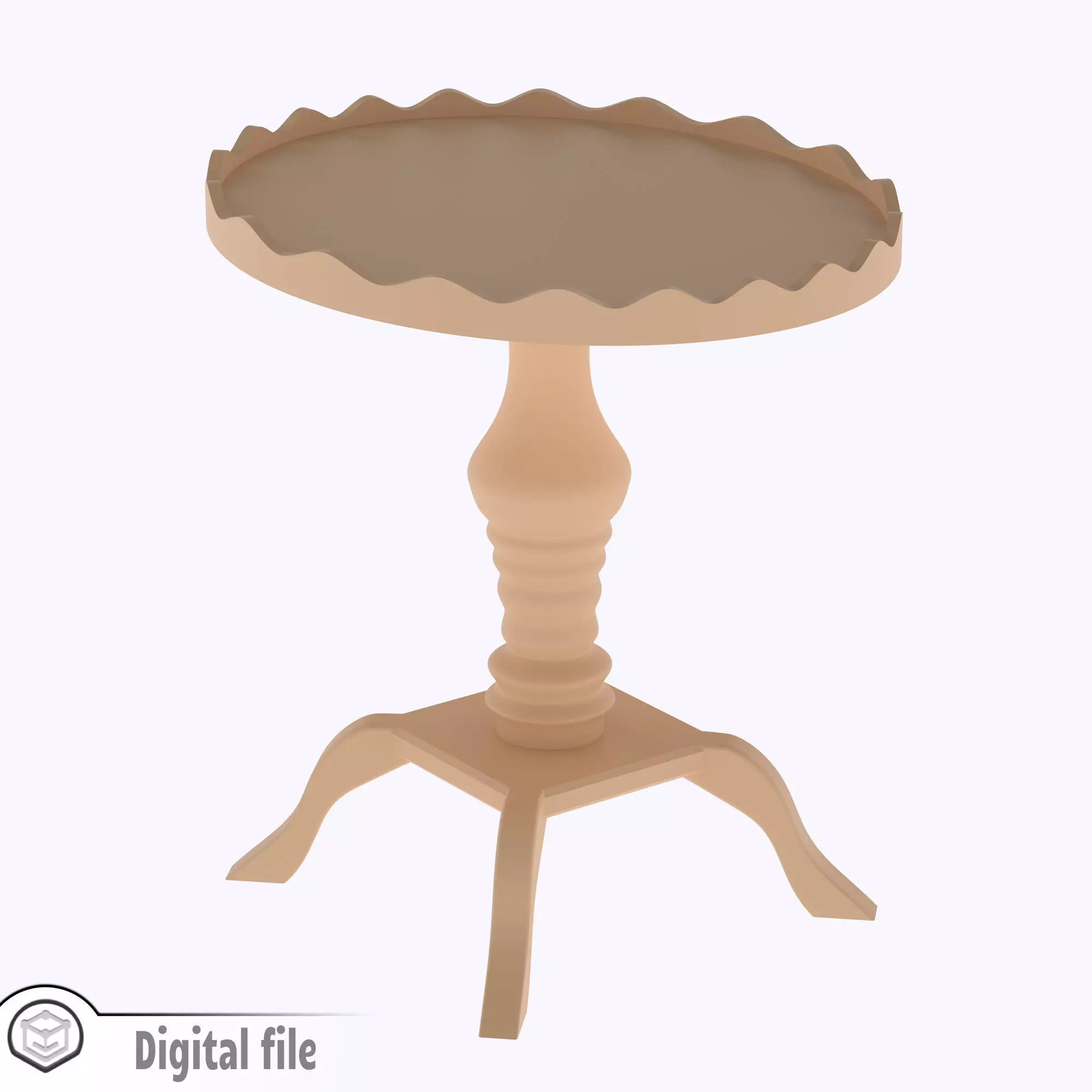 Regency Style Pie Crust Coffee or Side Table 3D print model_0