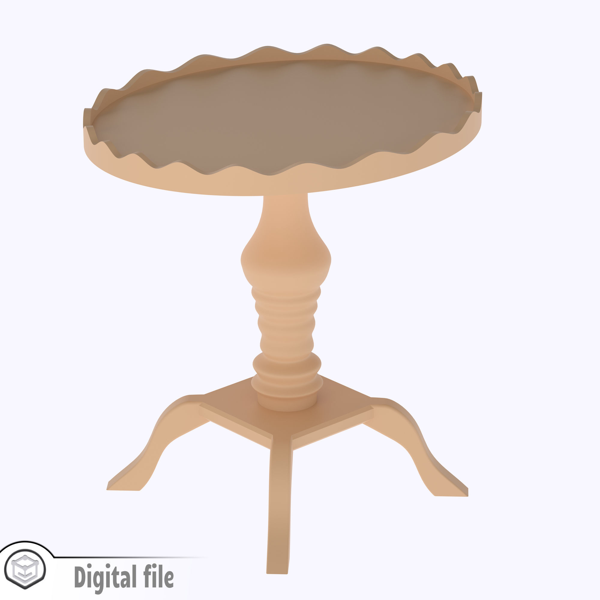 Regency Style Pie Crust Coffee or Side Table 3D print model_1