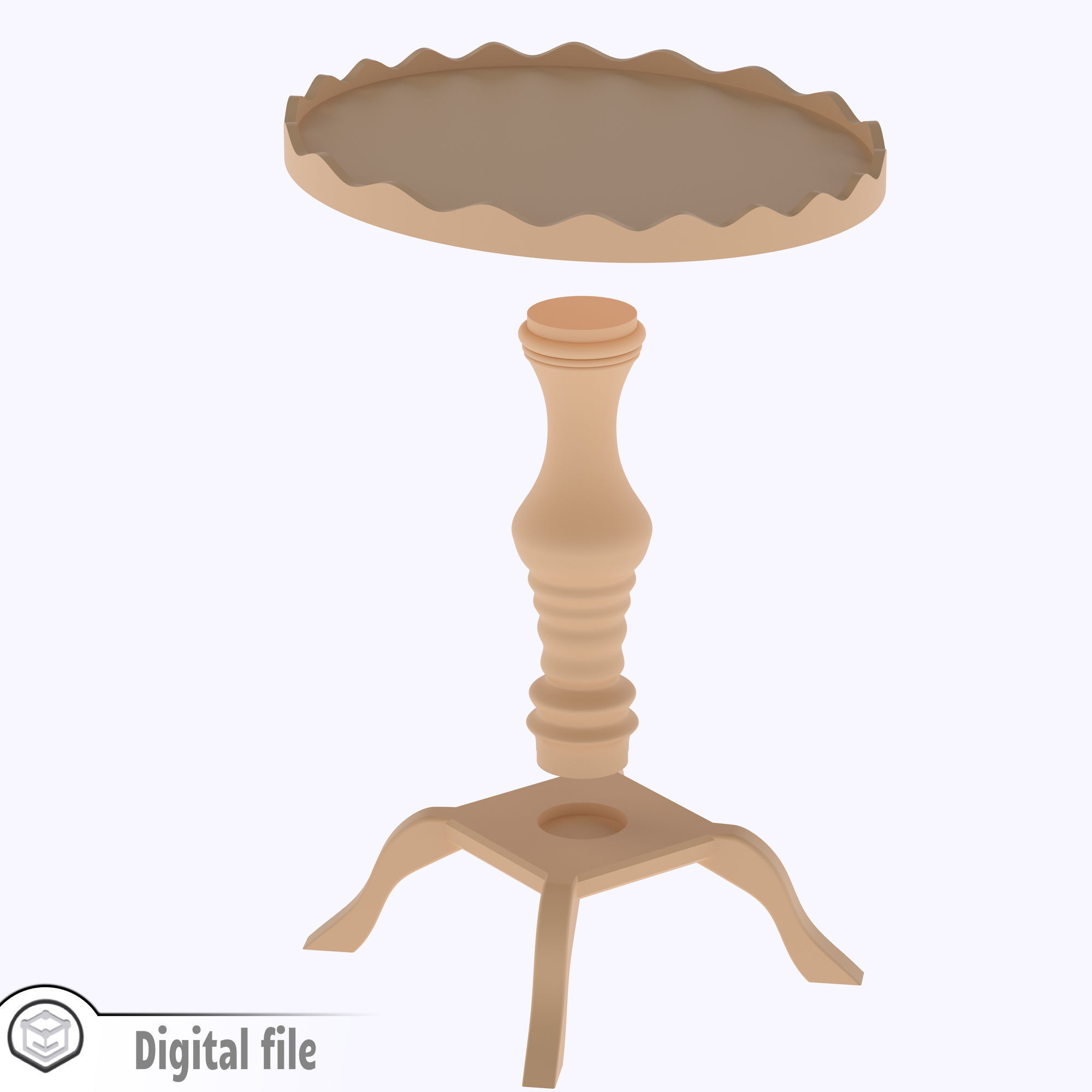 Regency Style Pie Crust Coffee or Side Table 3D print model_3