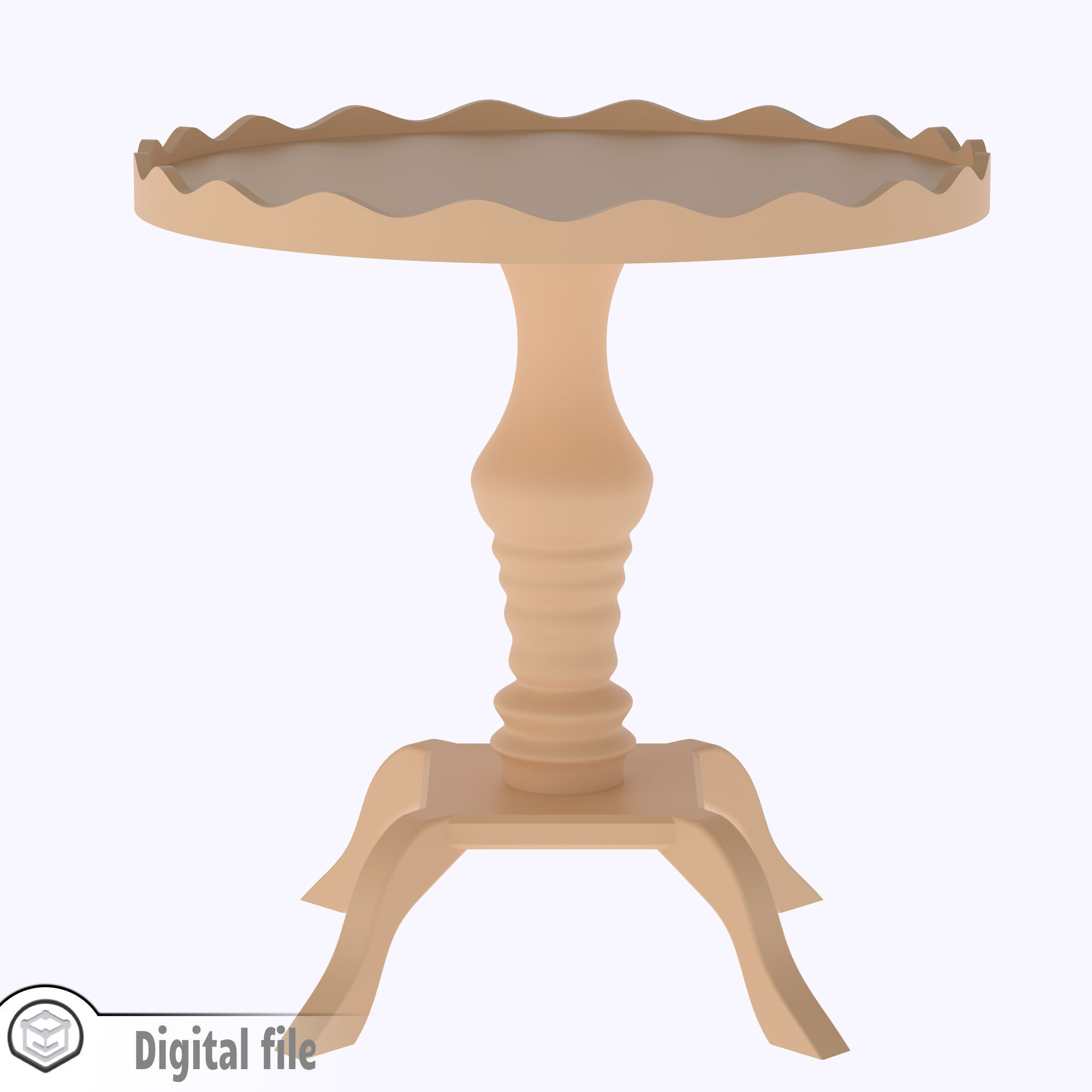 Regency Style Pie Crust Coffee or Side Table 3D print model_2