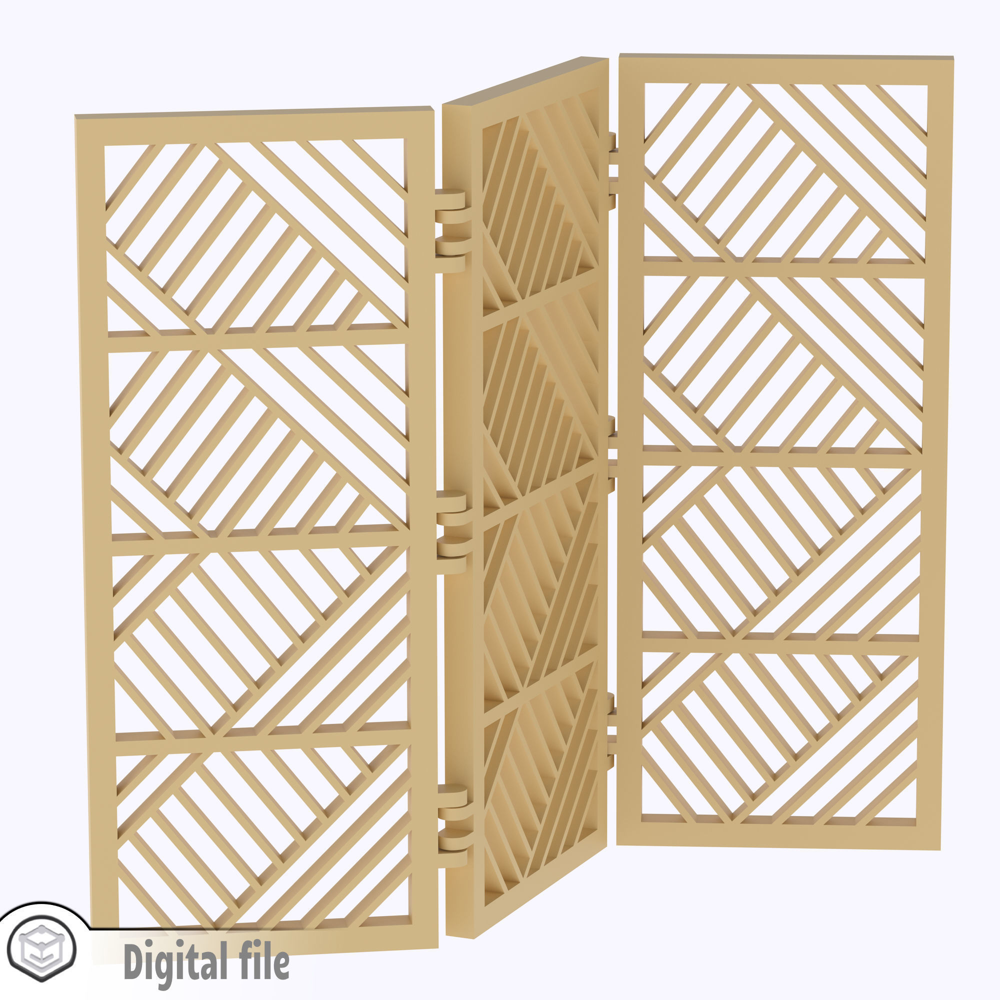 Room divider Diagonal lines print-in-place  3D print model_2